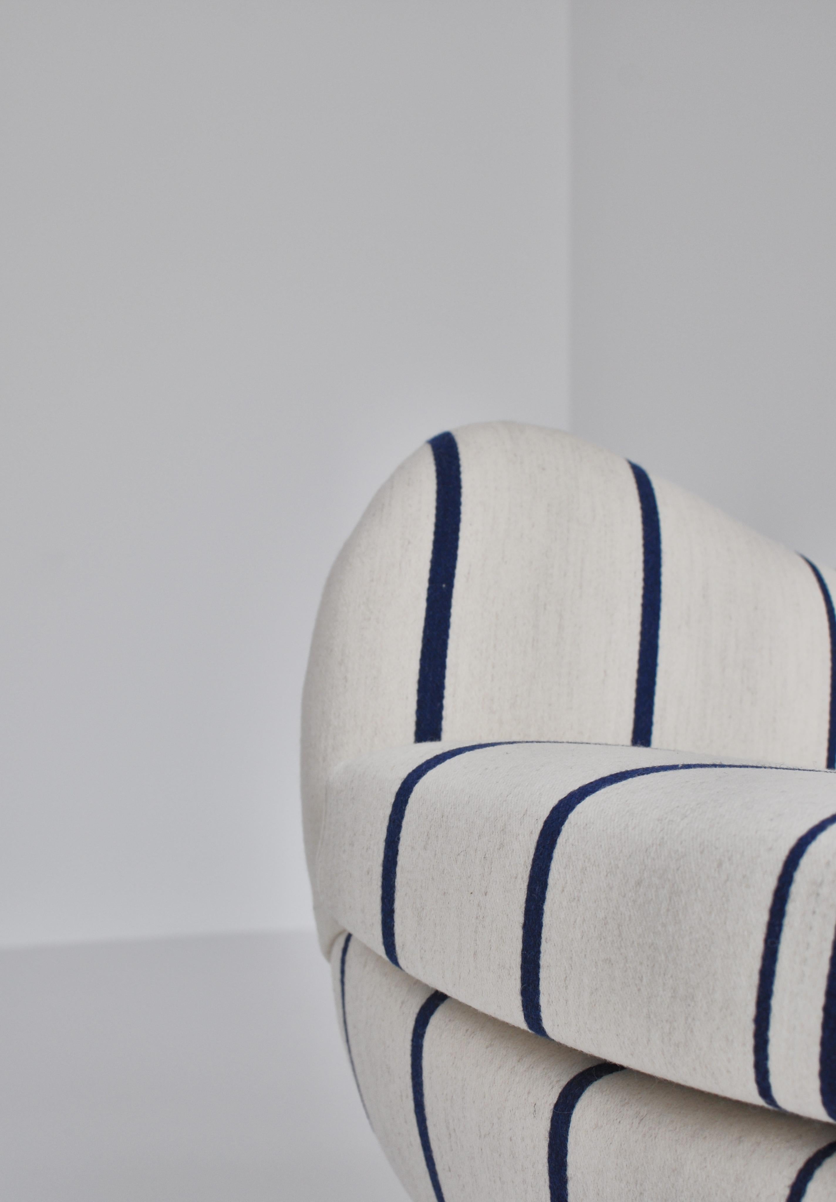 Scandinavian Modern Frits Schlegel Sofa / Settee in Blue Striped Savak Wool, Denmark, 1940s