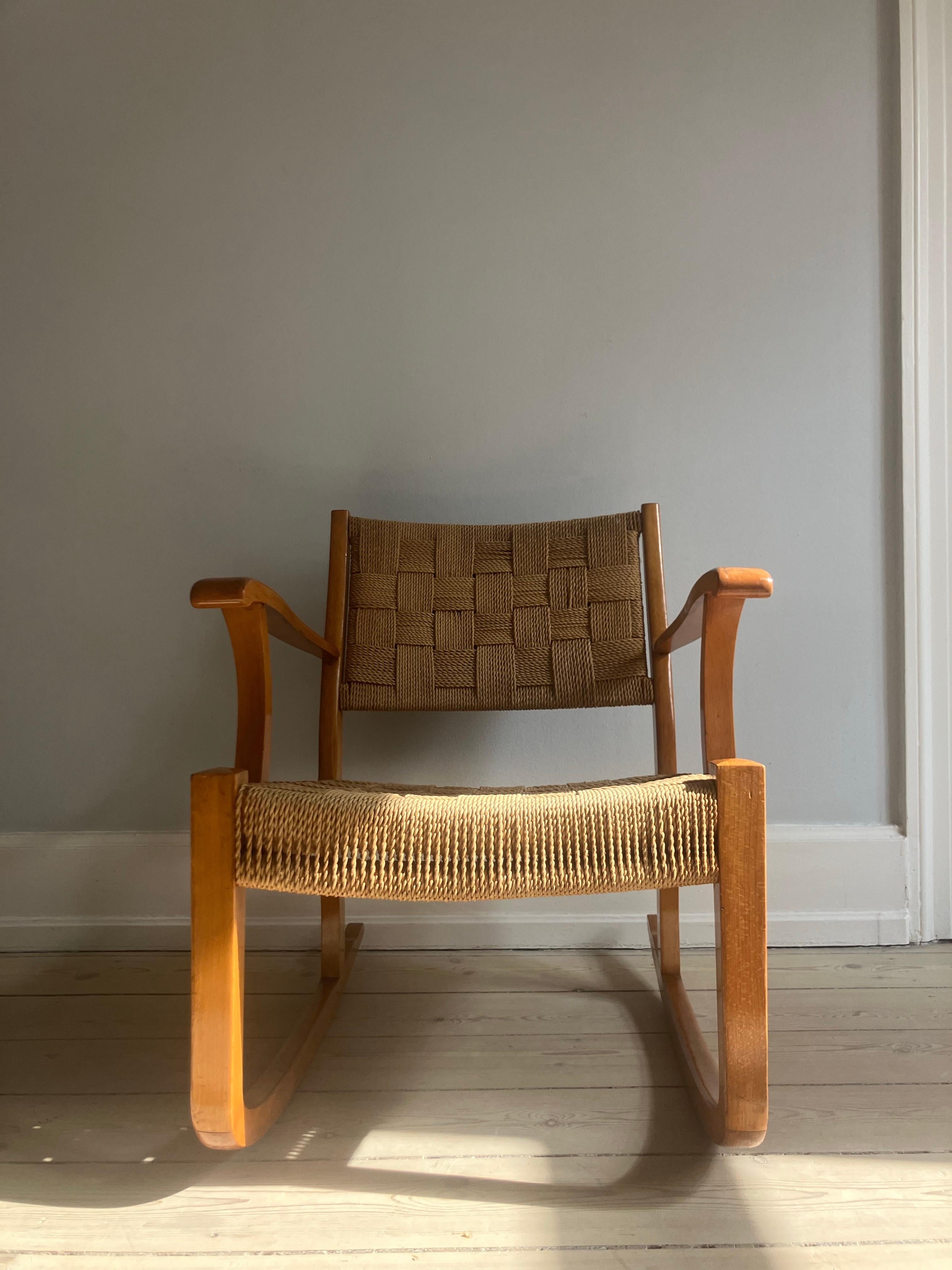 Fait main Fauteuil à bascule Frits Schlegel, par Fritz Hansen en vente