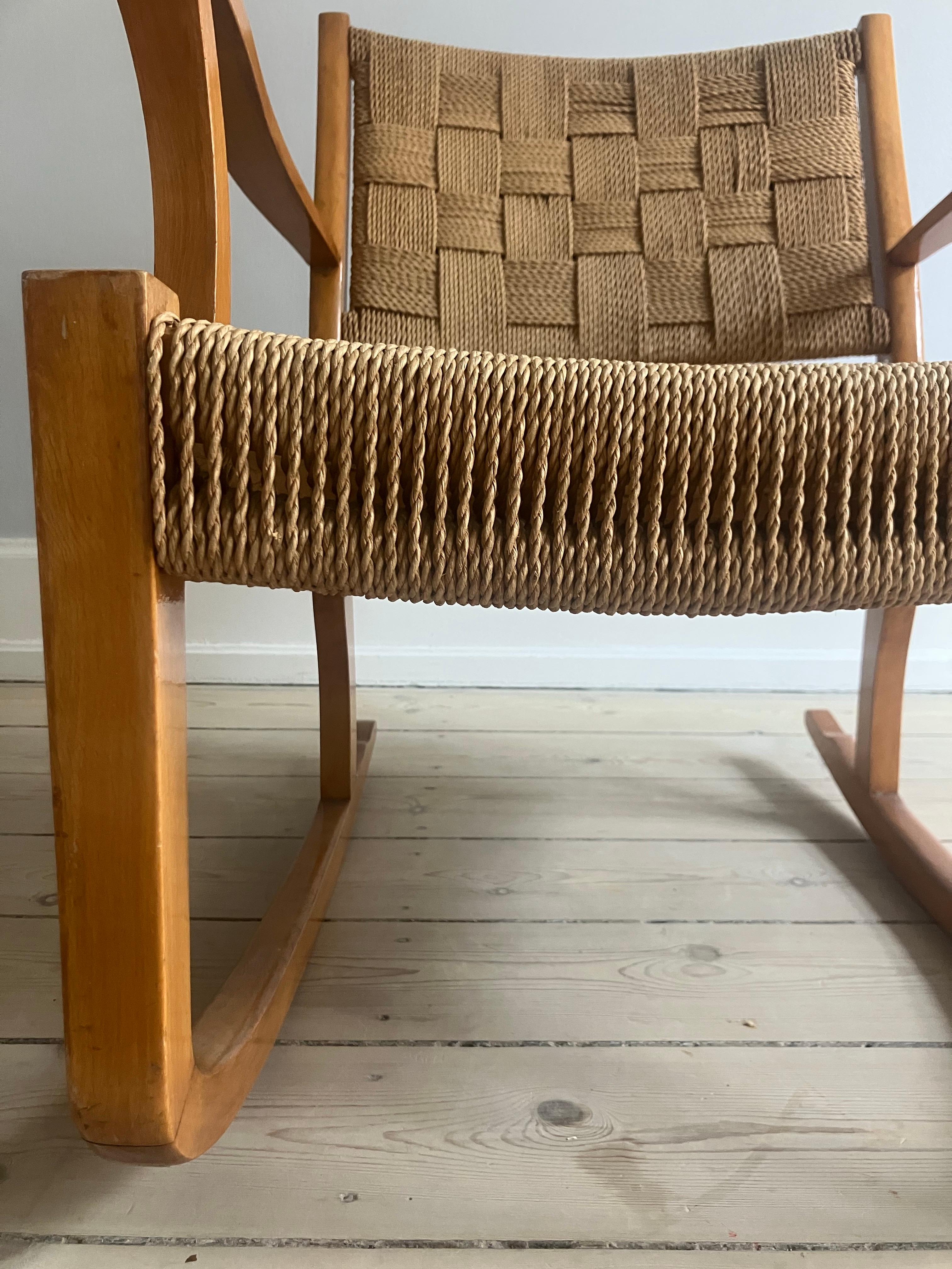 Fauteuil à bascule Frits Schlegel, par Fritz Hansen Bon état - En vente à Copenhagen, DK