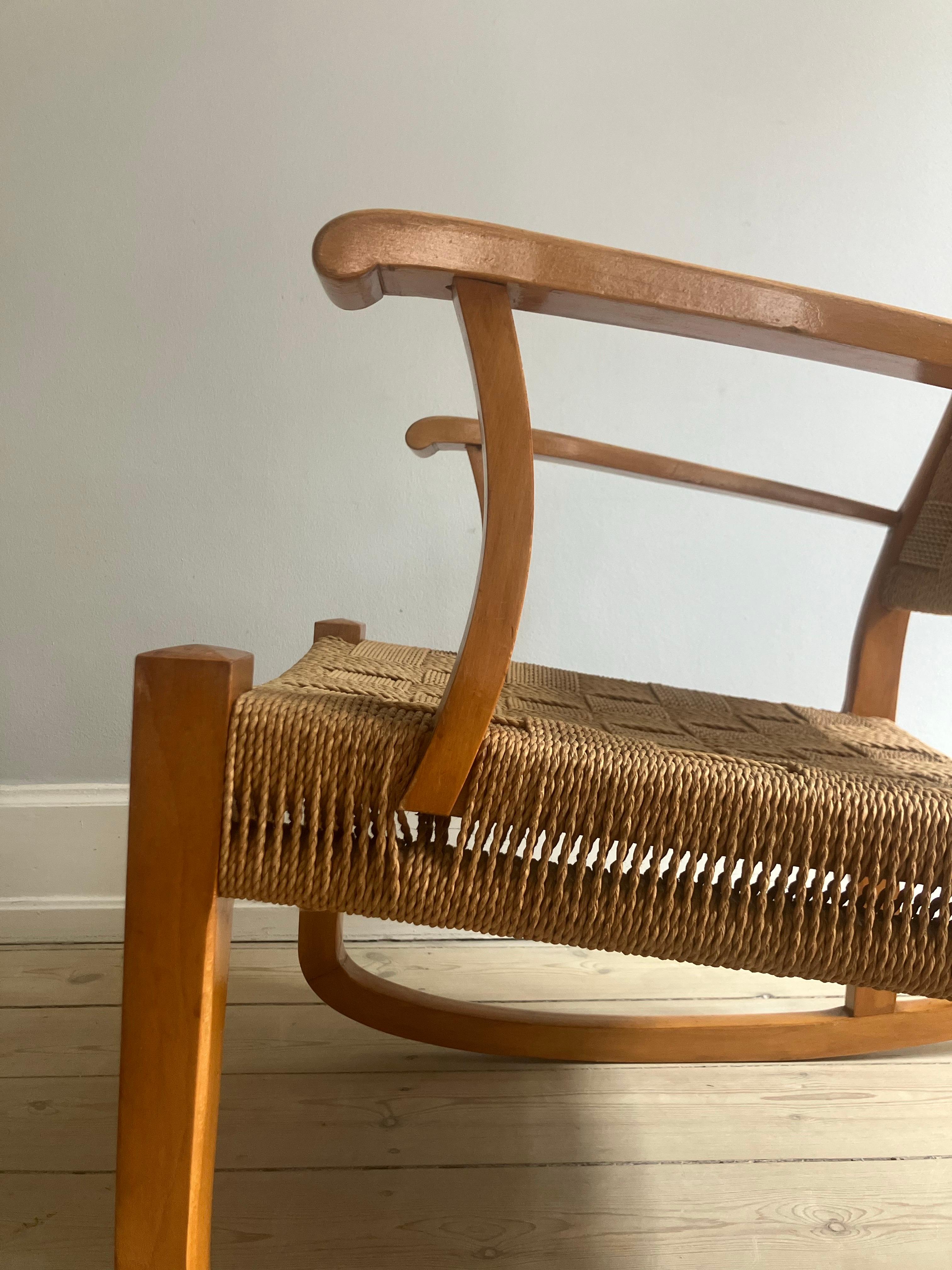 Milieu du XXe siècle Fauteuil à bascule Frits Schlegel, par Fritz Hansen en vente