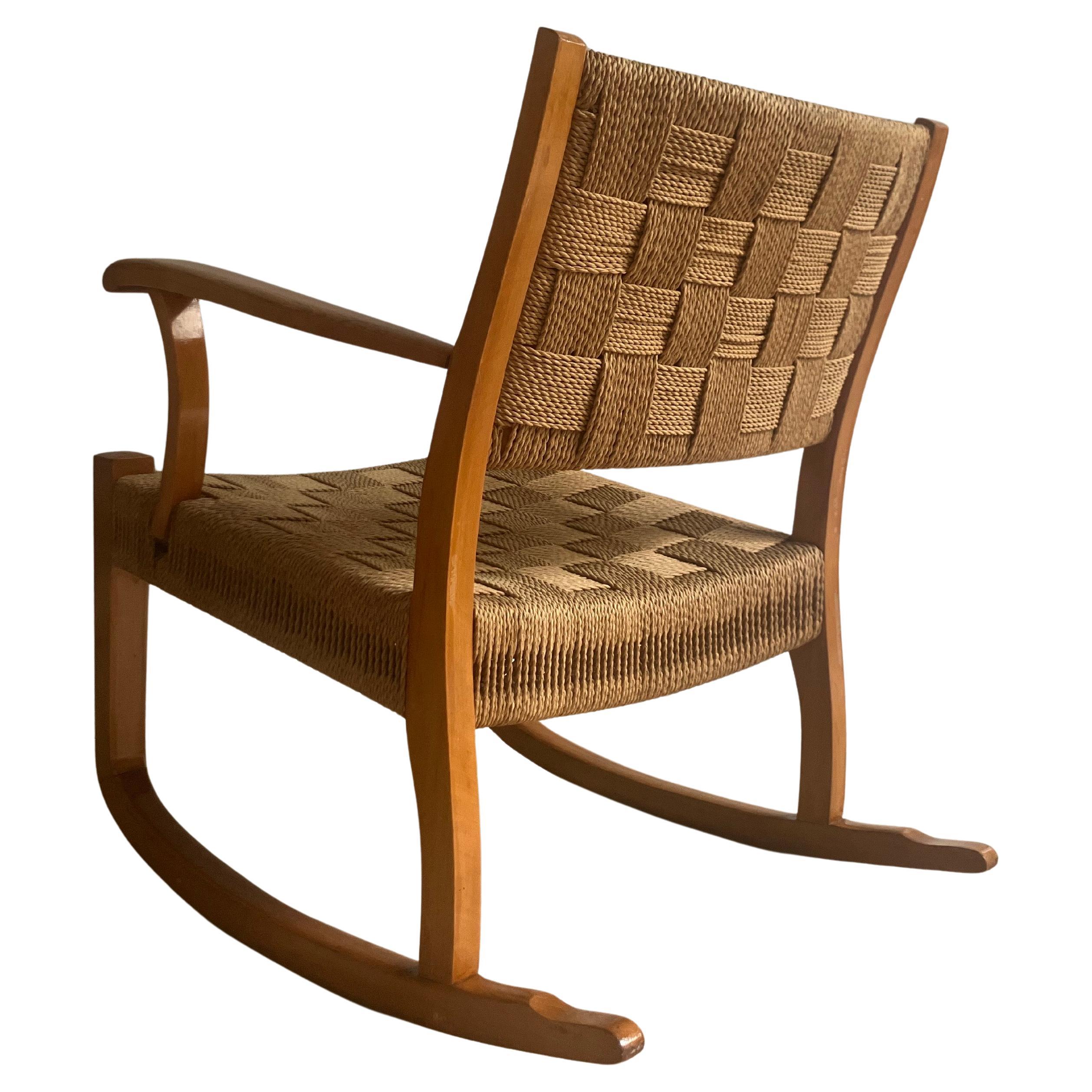 Mid-Century Modern Fauteuil à bascule Frits Schlegel, par Fritz Hansen en vente