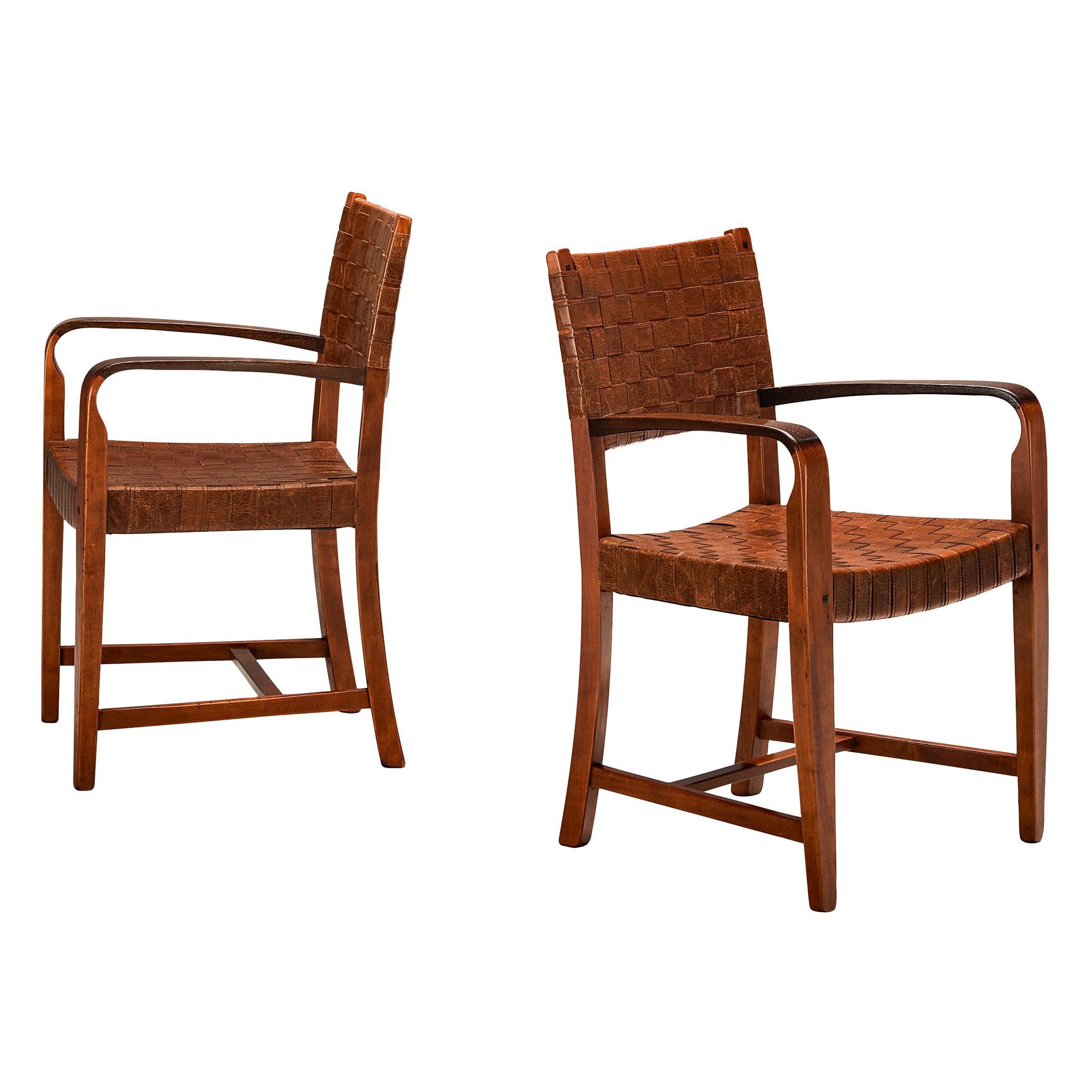 Frits Schuitema Pair of Dining Chairs in Wood and Leather