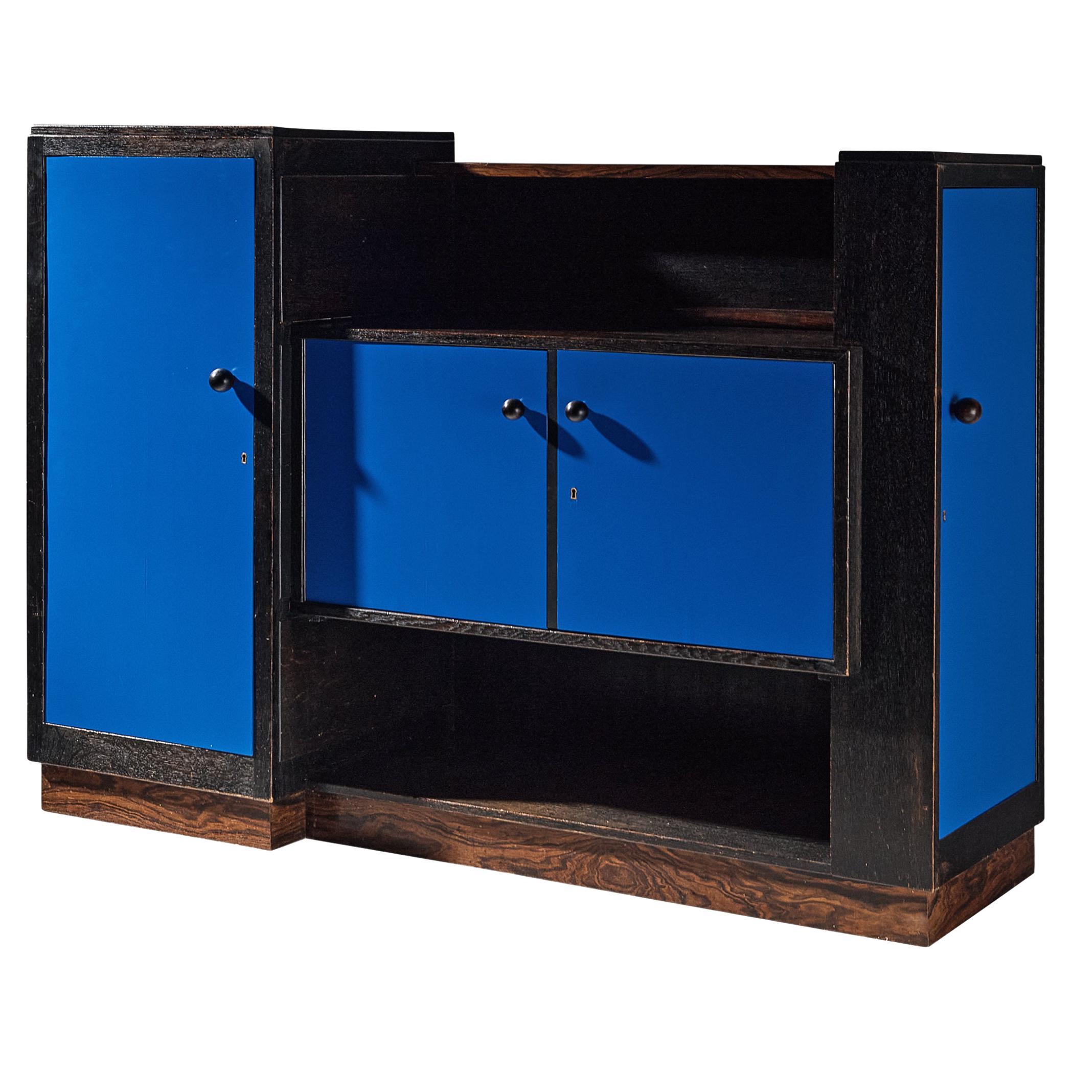 Frits Spanjaard for H. Pander and Zonen Blue Sideboard in Pau Ferro and Oak  at 1stDibs