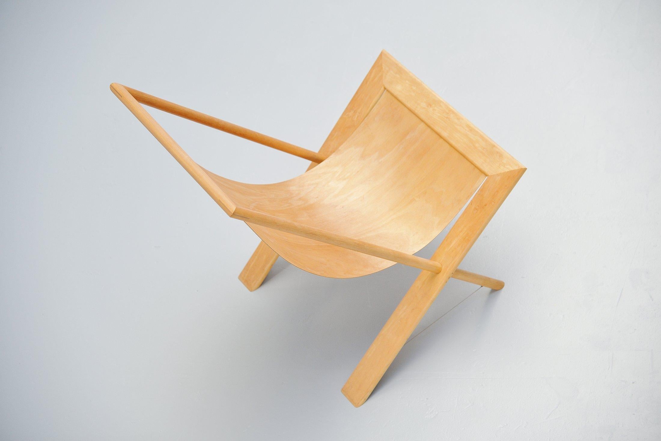 Mid-Century Modern Frits Swart Unique Lounge Chair in Plywood, 1979