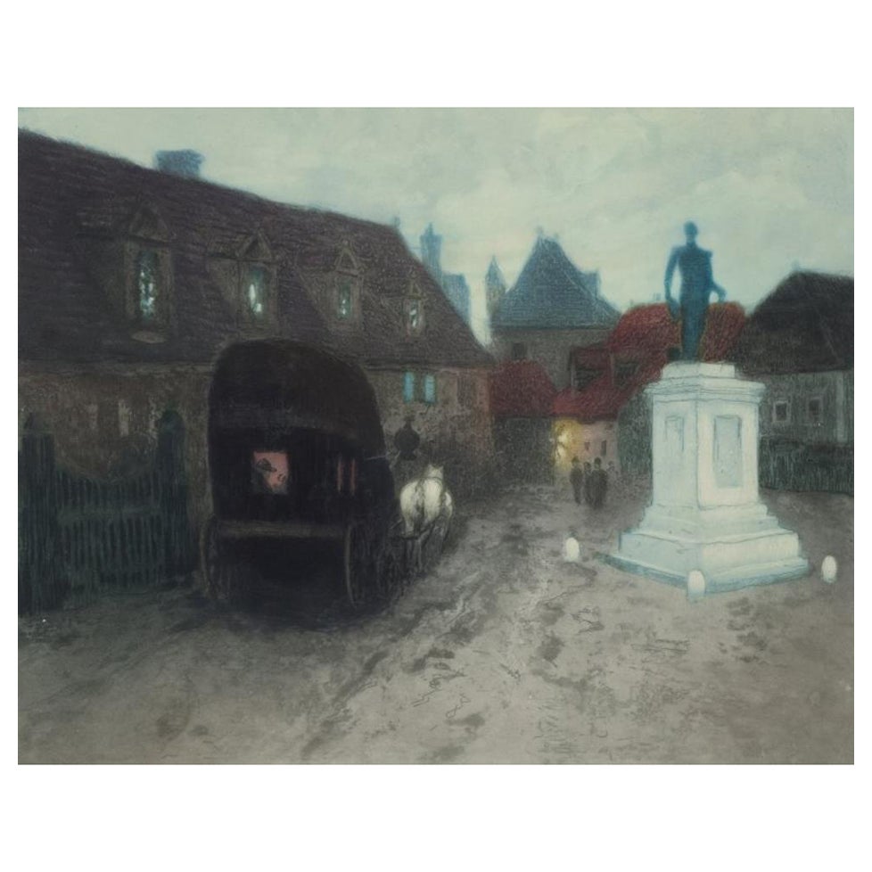 Frits Thaulow (1847-1906). Color lithograph of "Grev Wedels Plass". For Sale