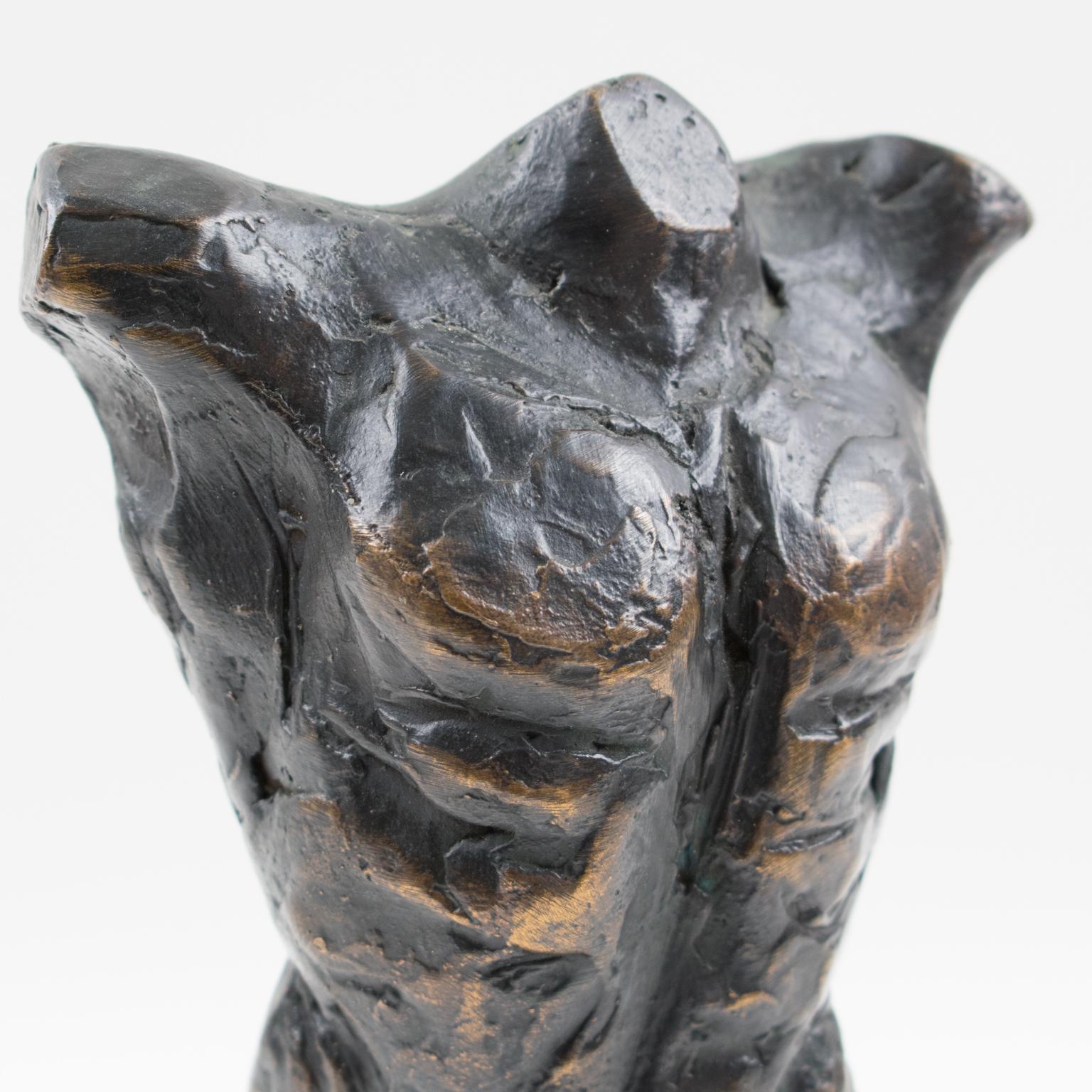 Nude Male Torso Bronze Sculpture by Frits Van Eeden 10
