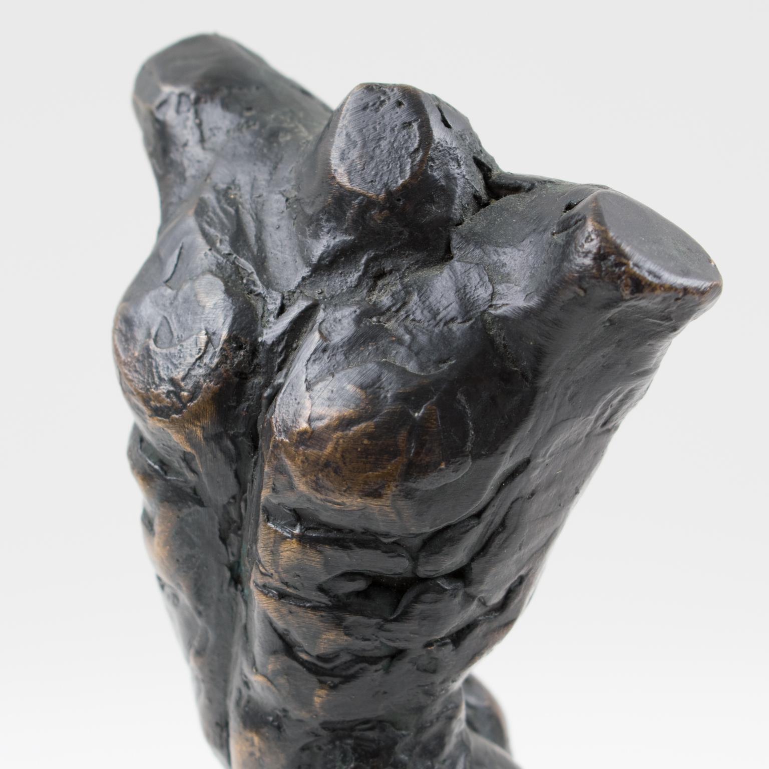 Nude Male Torso Bronze Sculpture by Frits Van Eeden 13