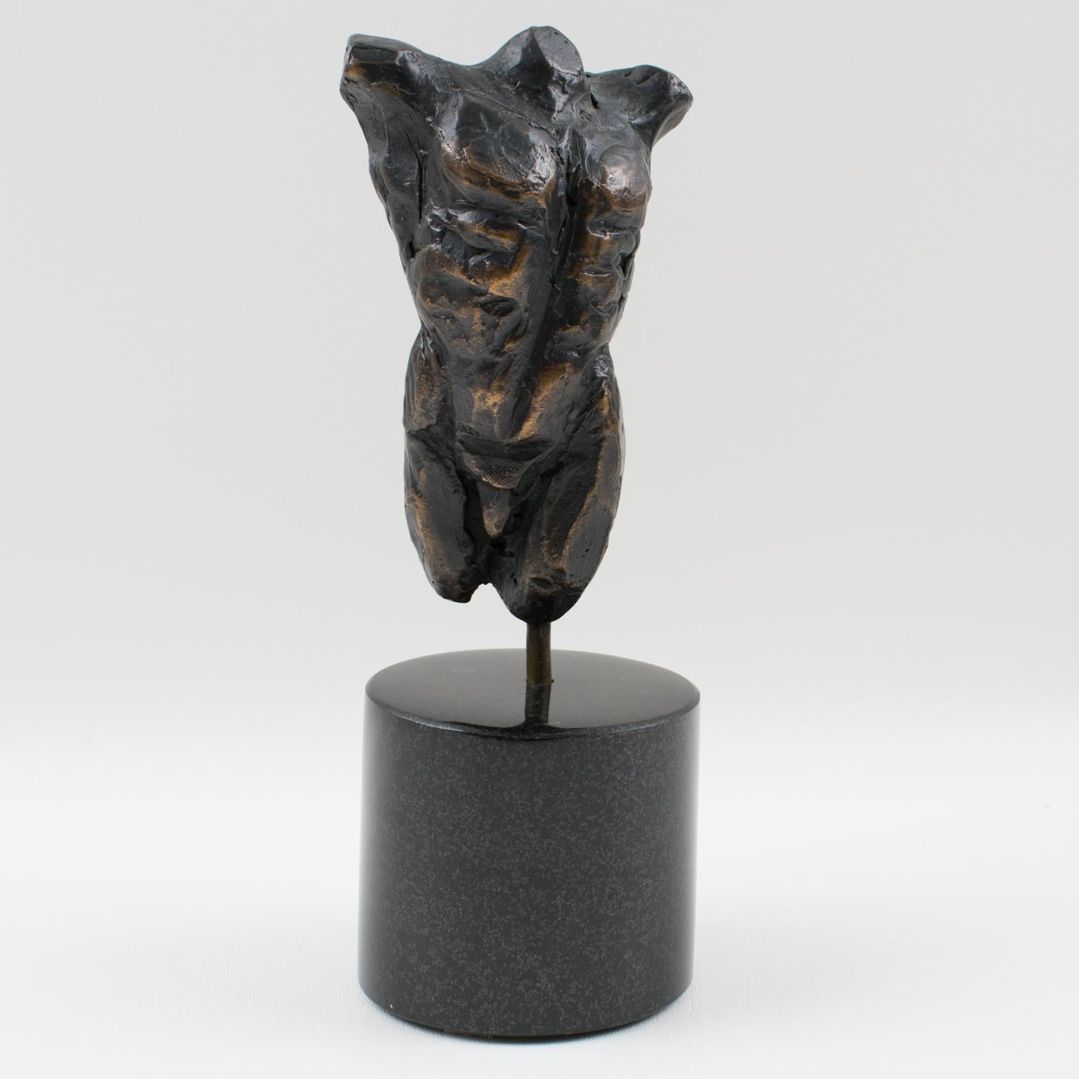 Nude Male Torso Bronze Sculpture by Frits Van Eeden 3