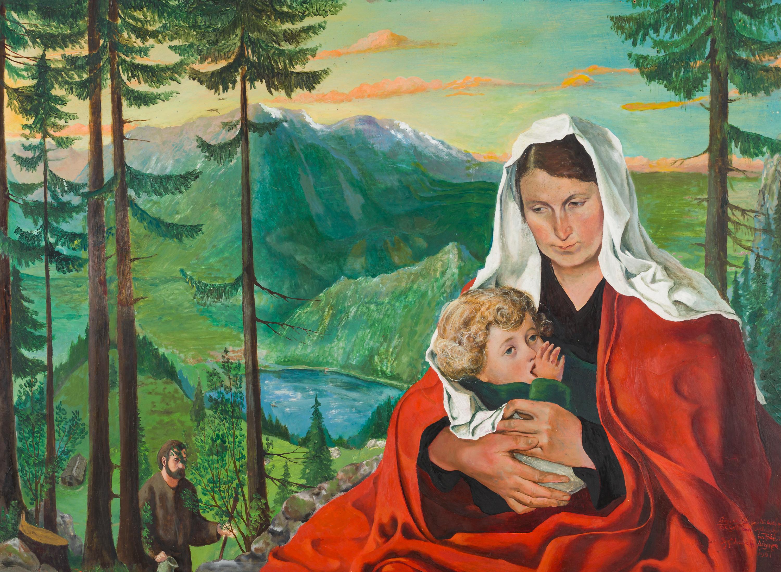 Figurative Painting de Fritz Aigner - Die heilige Familie
