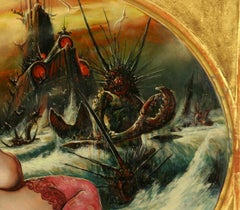 Mädchen mit Krebsen (Girl with Crabs) - Oil/Panel, Sea, Nude, Phantastic Realism