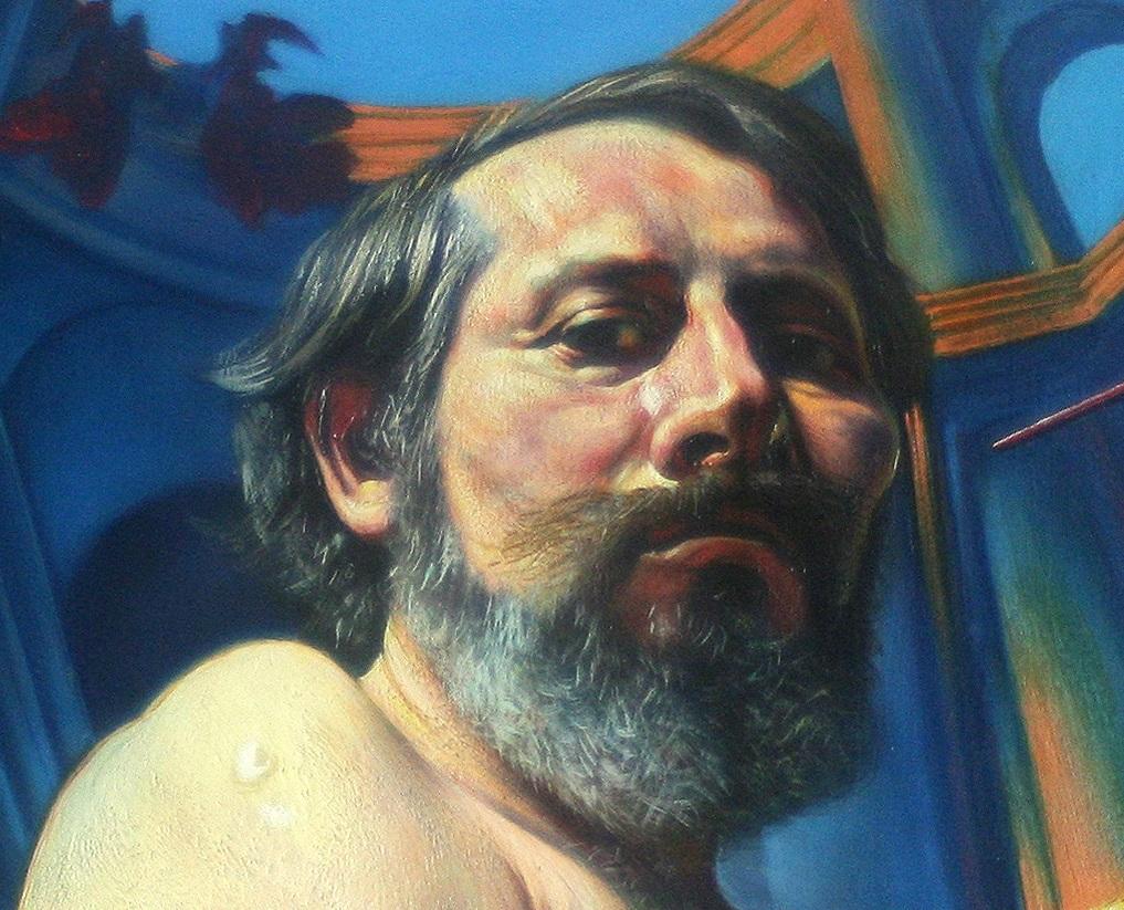 Autoritratto nella torre - Painting di Fritz Aigner