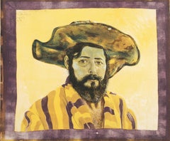 Vintage Selbstportrait im Morgenmantel (Self-portrait in Bathrobe) - Etching, Colored