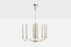 Fritz August Breuhaus Attribution, Chandelier, Nickel, Glass, Germany, 1920s
