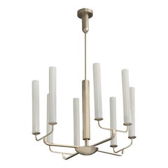 Fritz August Breuhaus Attribution, Chandelier, Nickel, Glass, Germany, 1920s