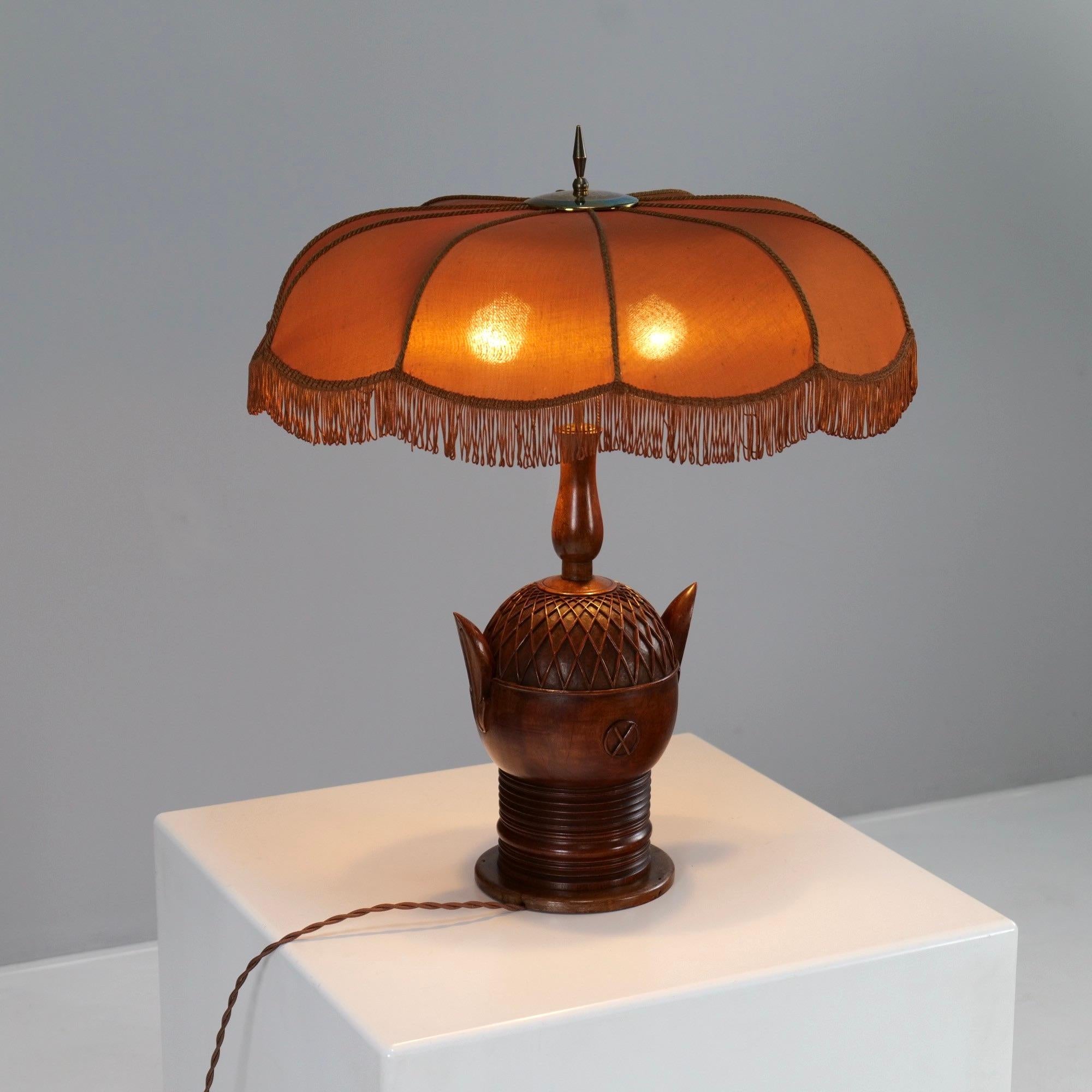 Early 20th Century Fritz August Breuhaus de Groot, Expressionist table lamp for Mikado Werkstätten