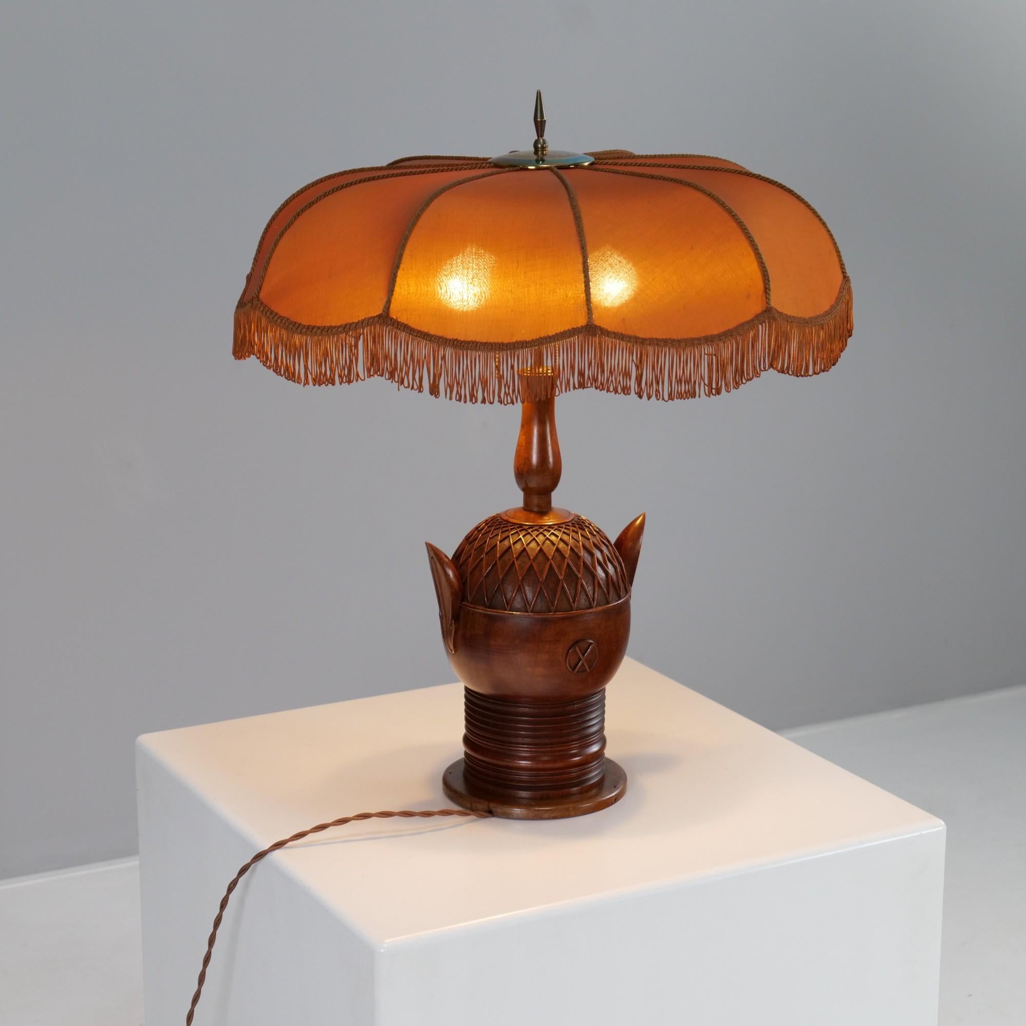 Fabric Fritz August Breuhaus de Groot, Expressionist table lamp for Mikado Werkstätten