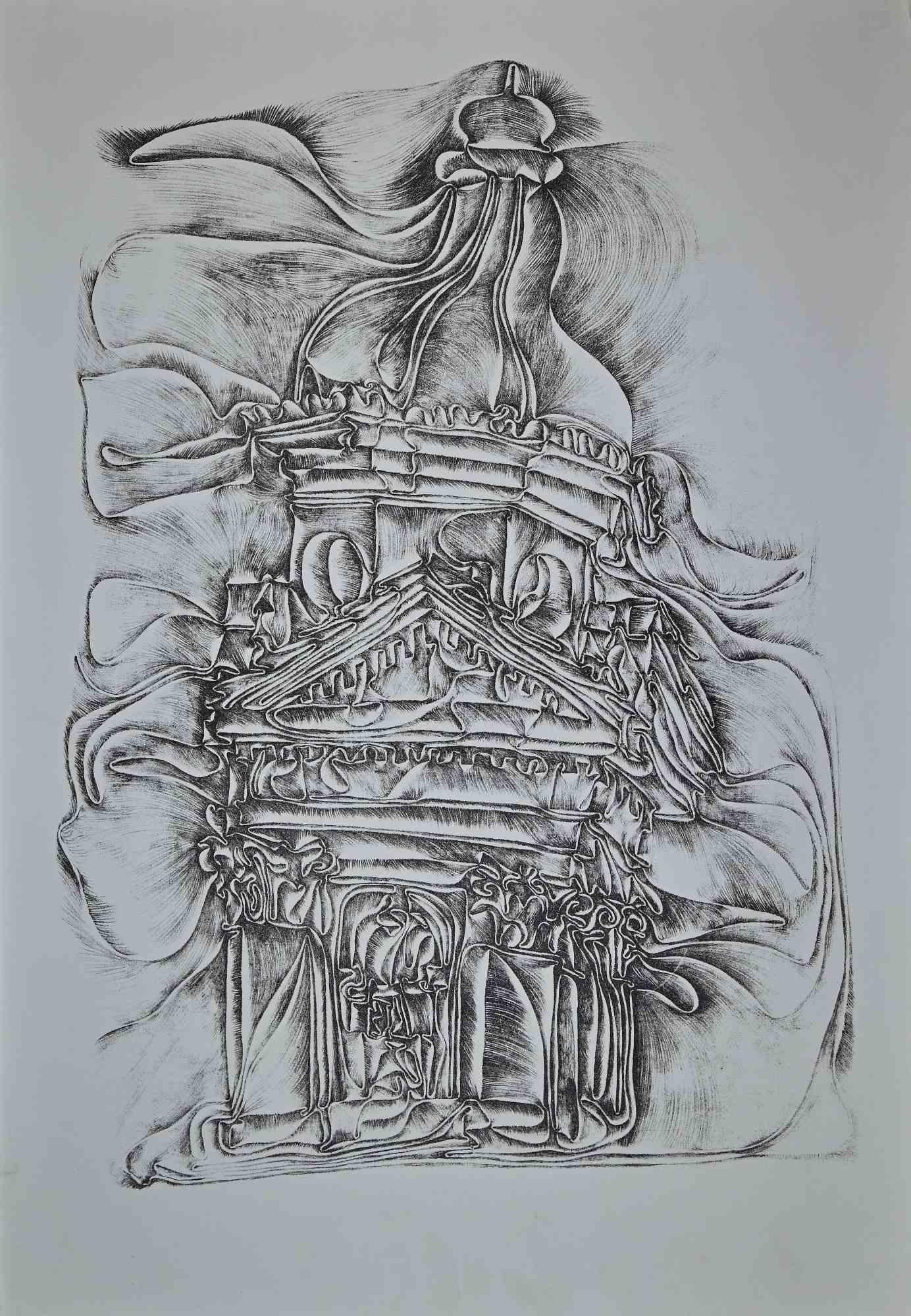 Cathedral - Original-Radierung von Fritz Baumgartner - 1970er Jahre