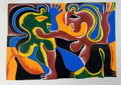 Amanti - Serigrafia di Fritz Baumgartner - Anni '70