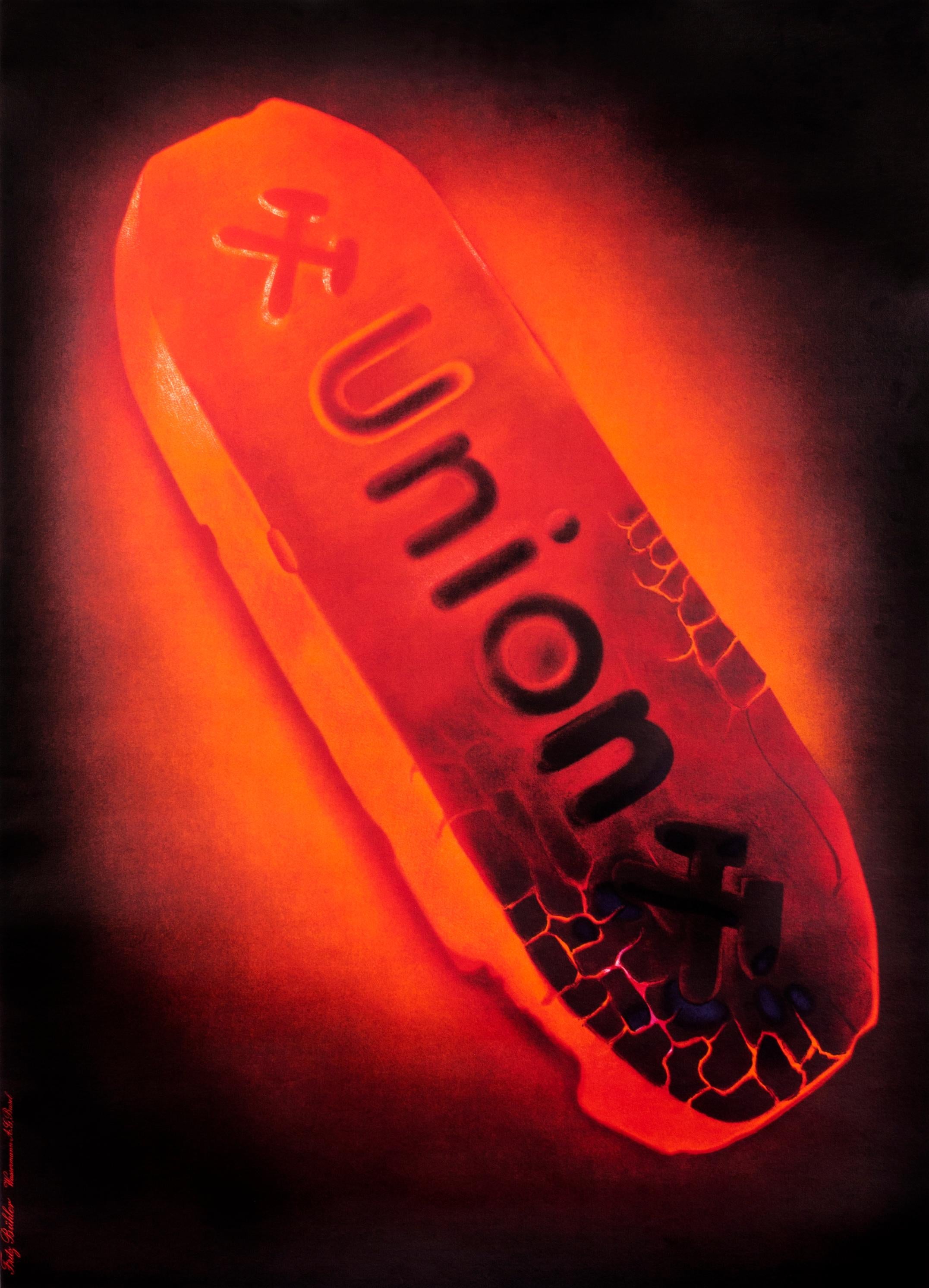 "Union" Original Vintage Hyper-Realistic Product Poster 1940s - Print by Fritz Bühler