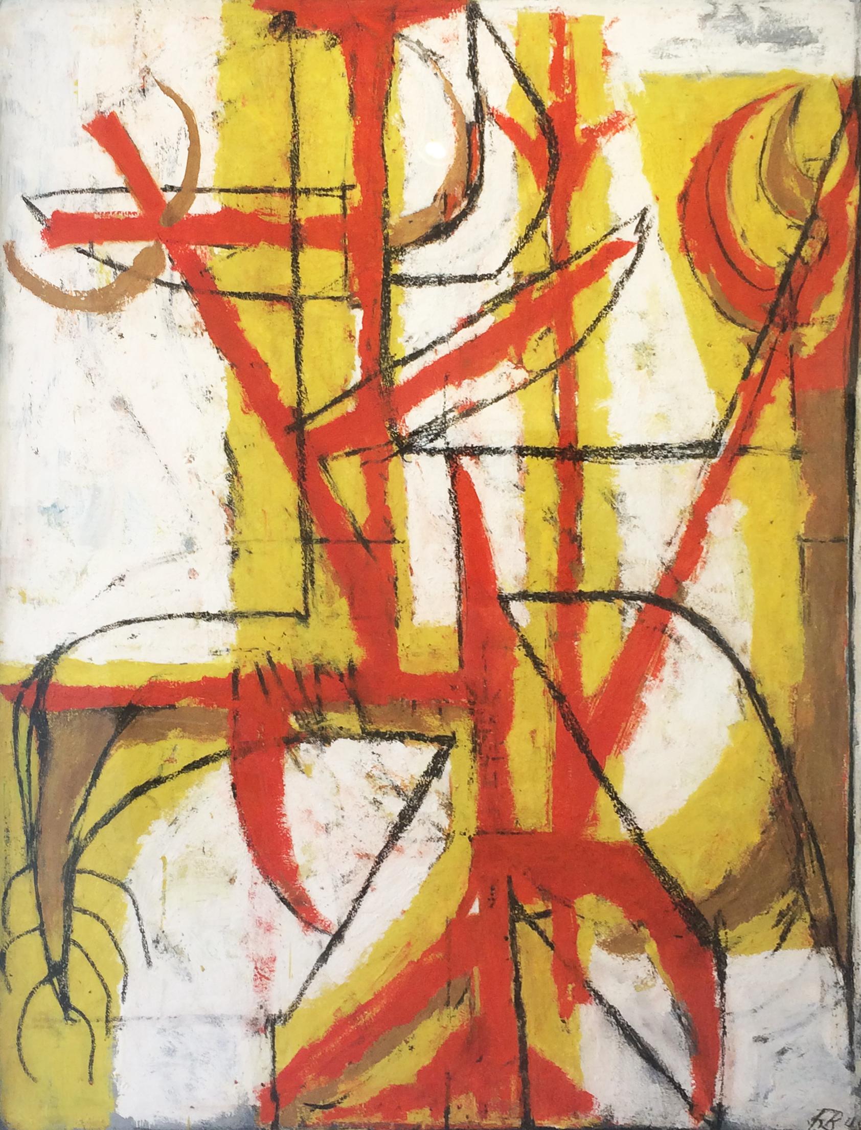 Fritz Bultman Abstract Painting - Maize Man with Red and Yellow