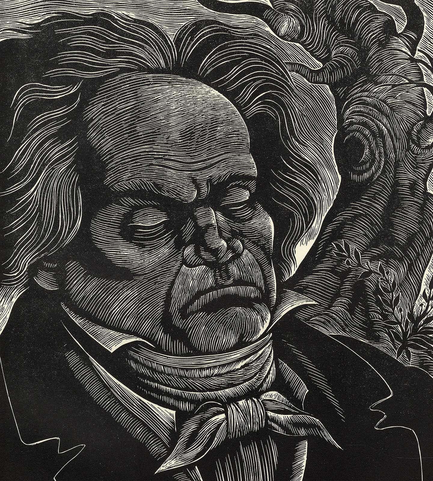 Beethoven (Portrait of German classical composer Ludwig van Beethoven) - Print by Fritz Eichenberg.