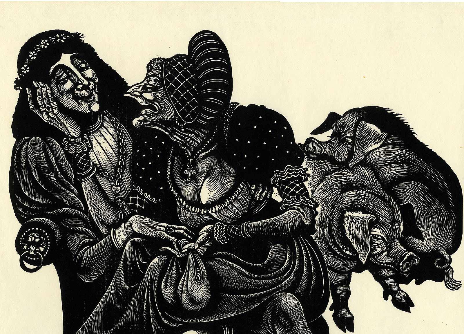 Follies of Old Age (Humans do not always grow wiser as they age) - Print by Fritz Eichenberg.