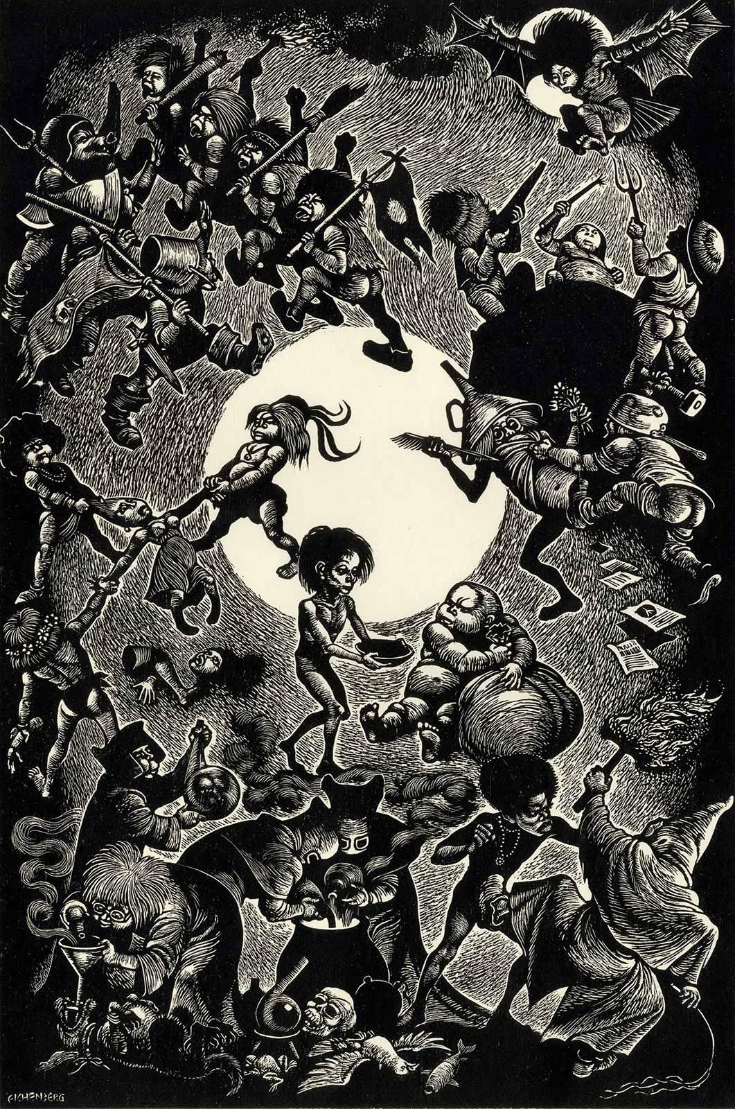 Fritz Eichenberg. Figurative Print - Human Comedy