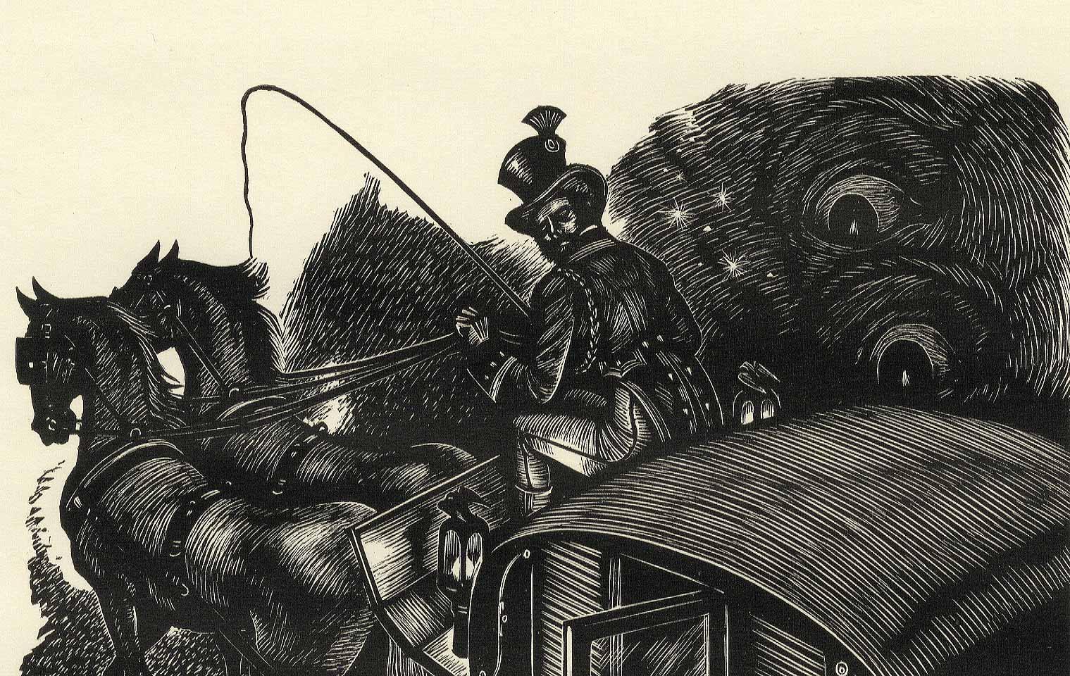 Mlle. Celine y Escort (Celine es una bailarina, antigua amante de Mister Rochester) - Print de Fritz Eichenberg.