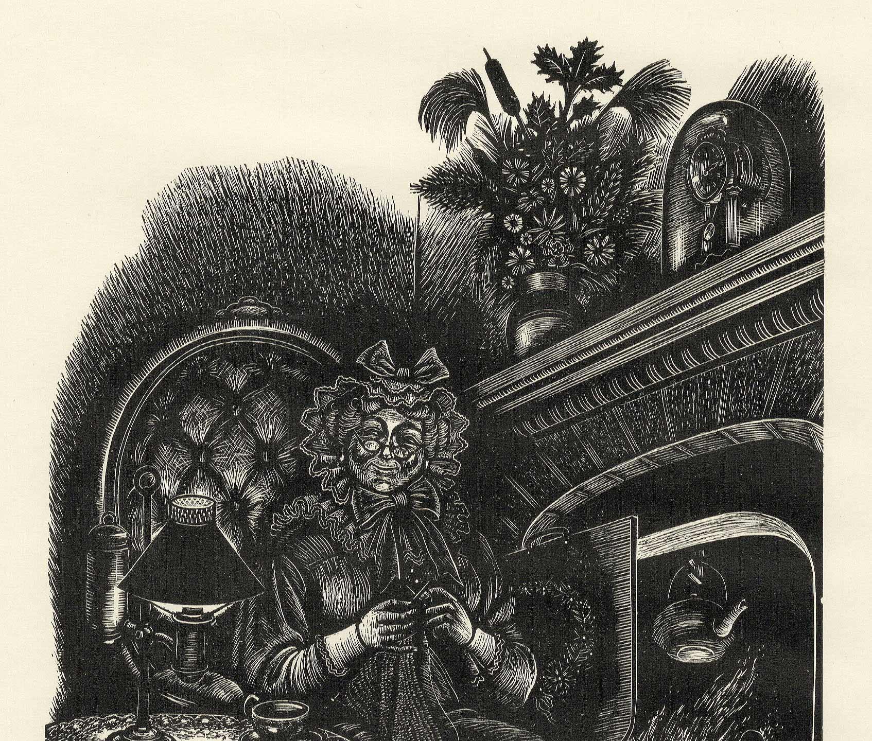 Mrs. Fairfax (Housekeeper at Thornfield Hall in the novel, Jane Eyre) - Print by Fritz Eichenberg.