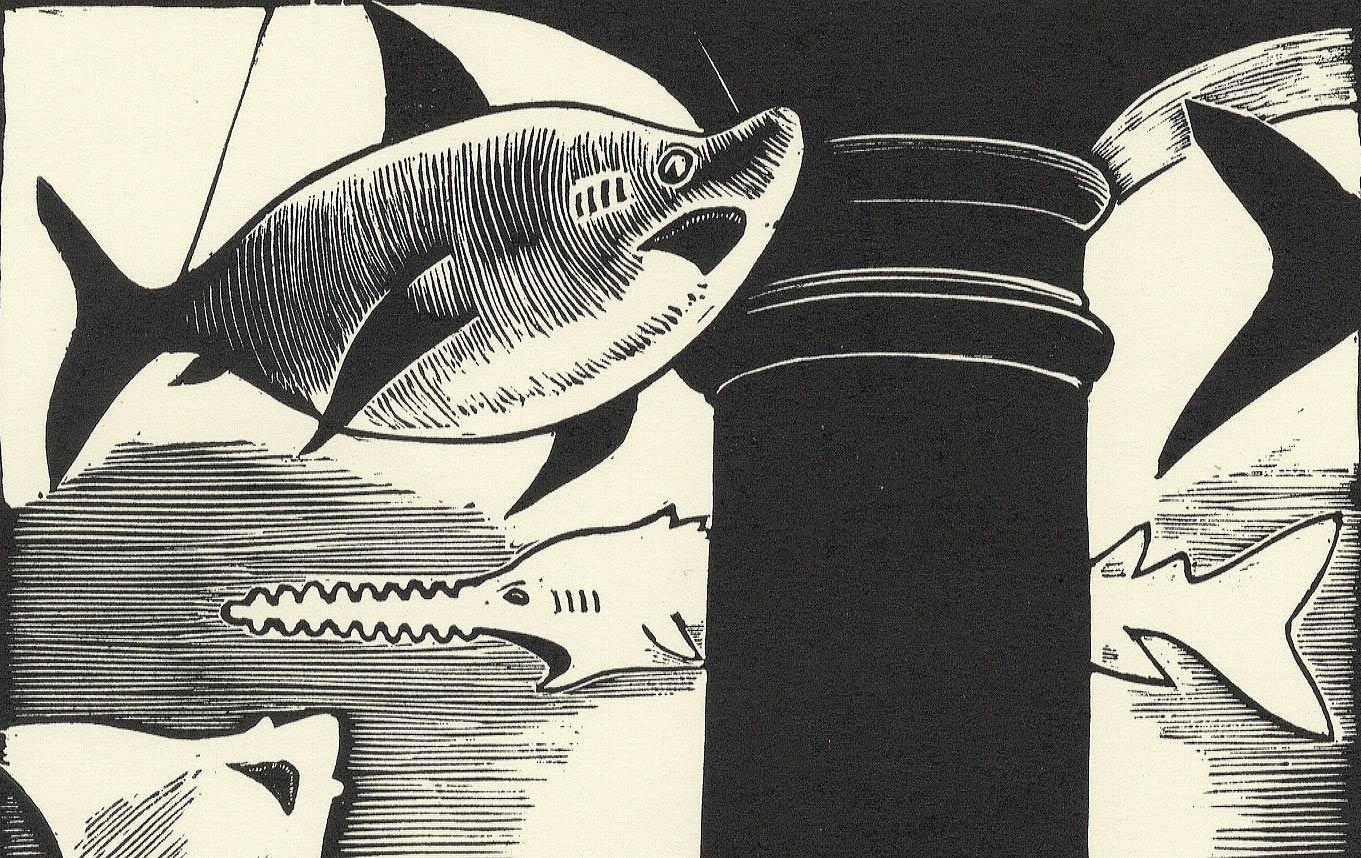 The Aquarium (New York) - American Modern Print by Fritz Eichenberg.
