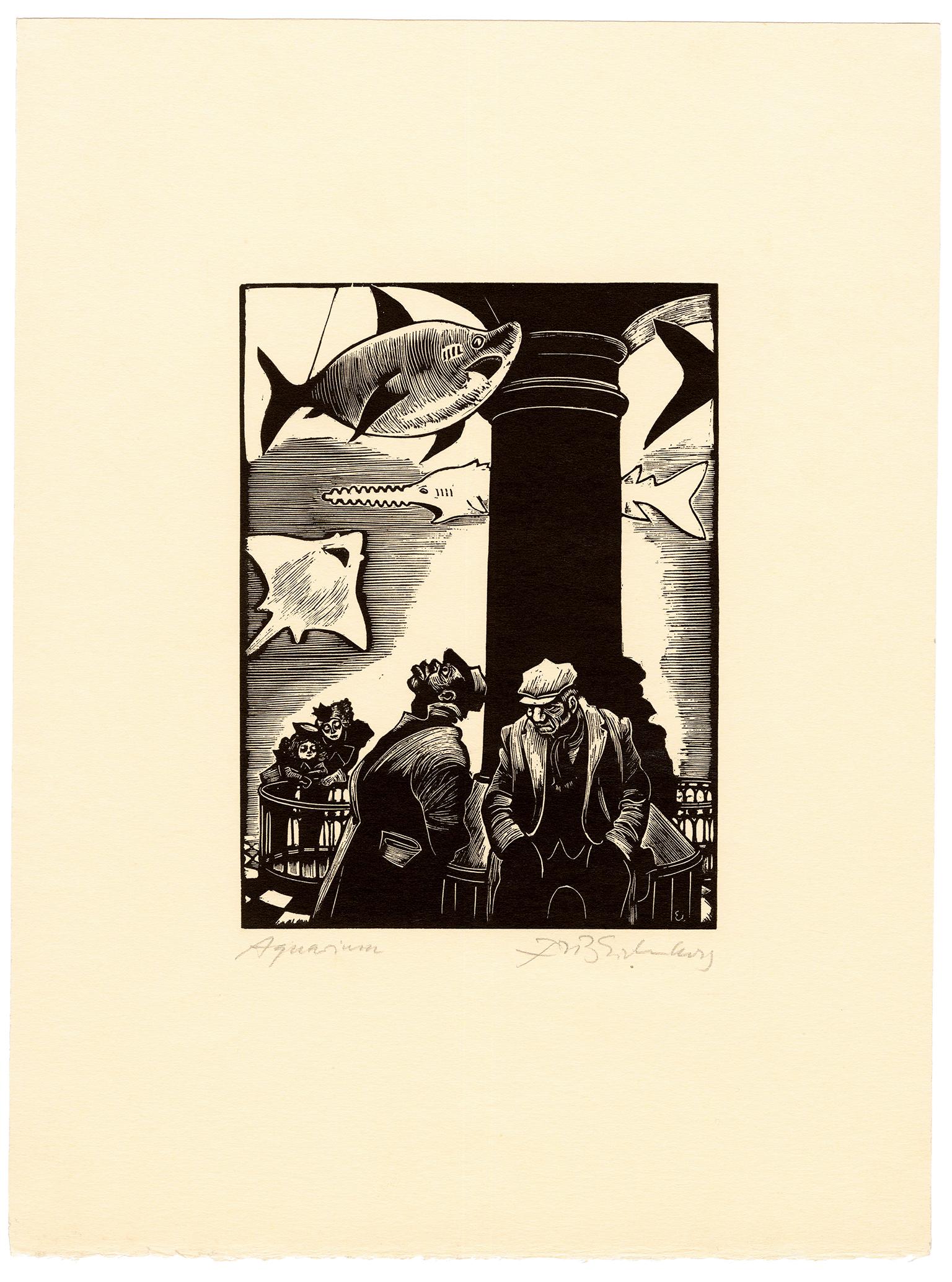 'The Aquarium' — WPA Era 1930s Graphic Modernism - Print by Fritz Eichenberg.