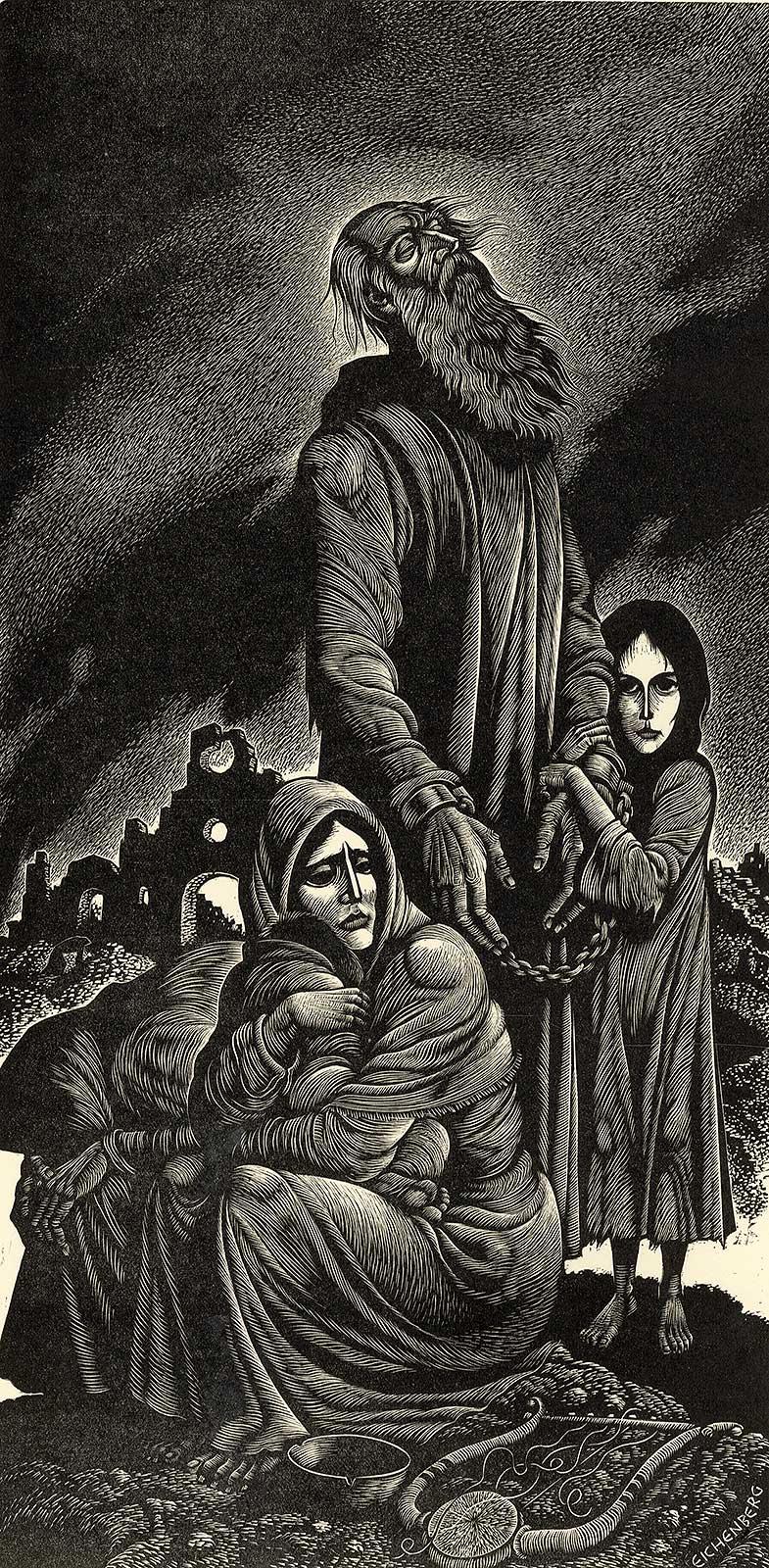 Fritz Eichenberg. Figurative Print - The Lamentation of Jeremiah (biblical prophet of judgment and hope)