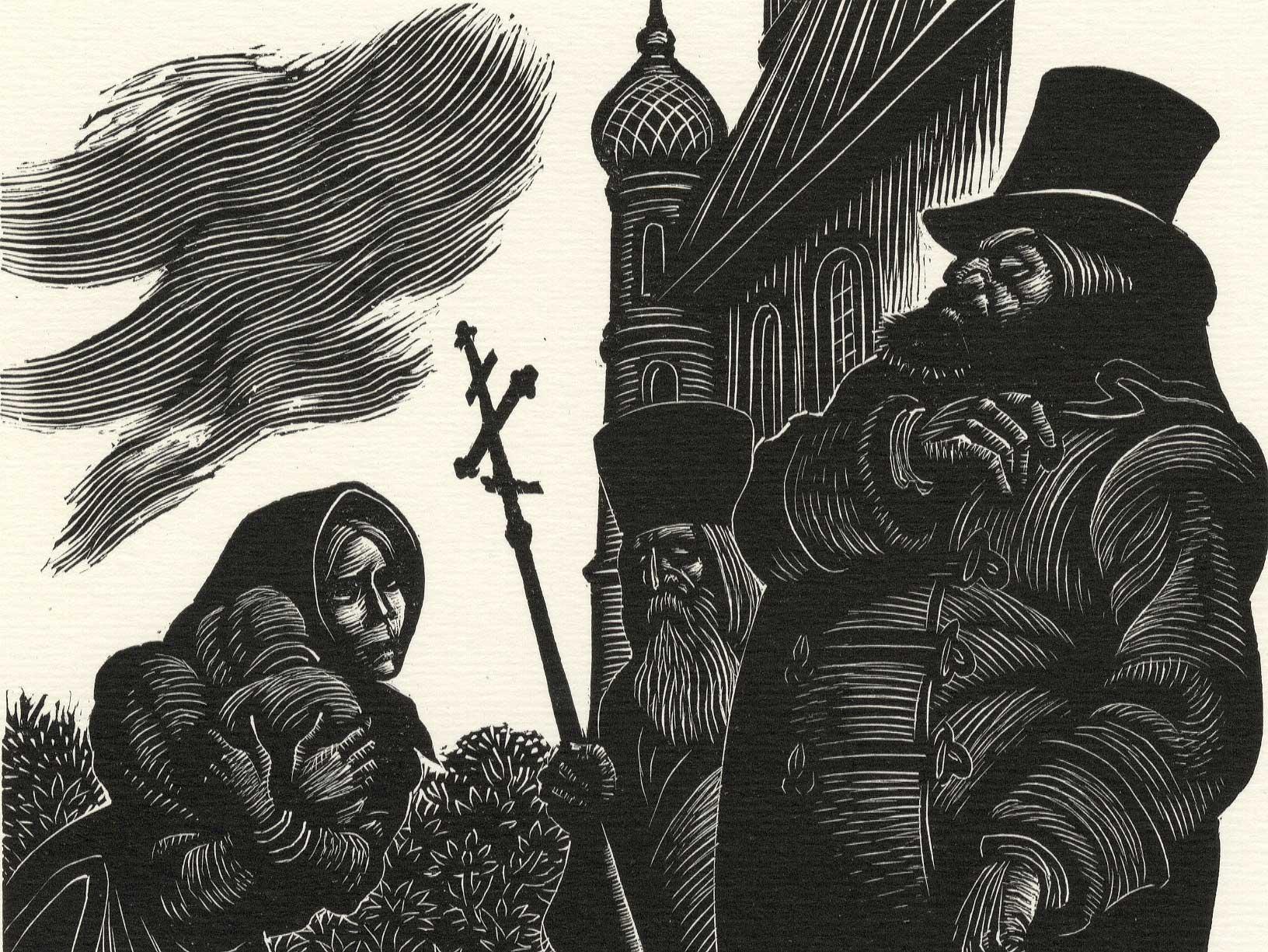 The Rich Man and the Widow - Print by Fritz Eichenberg.