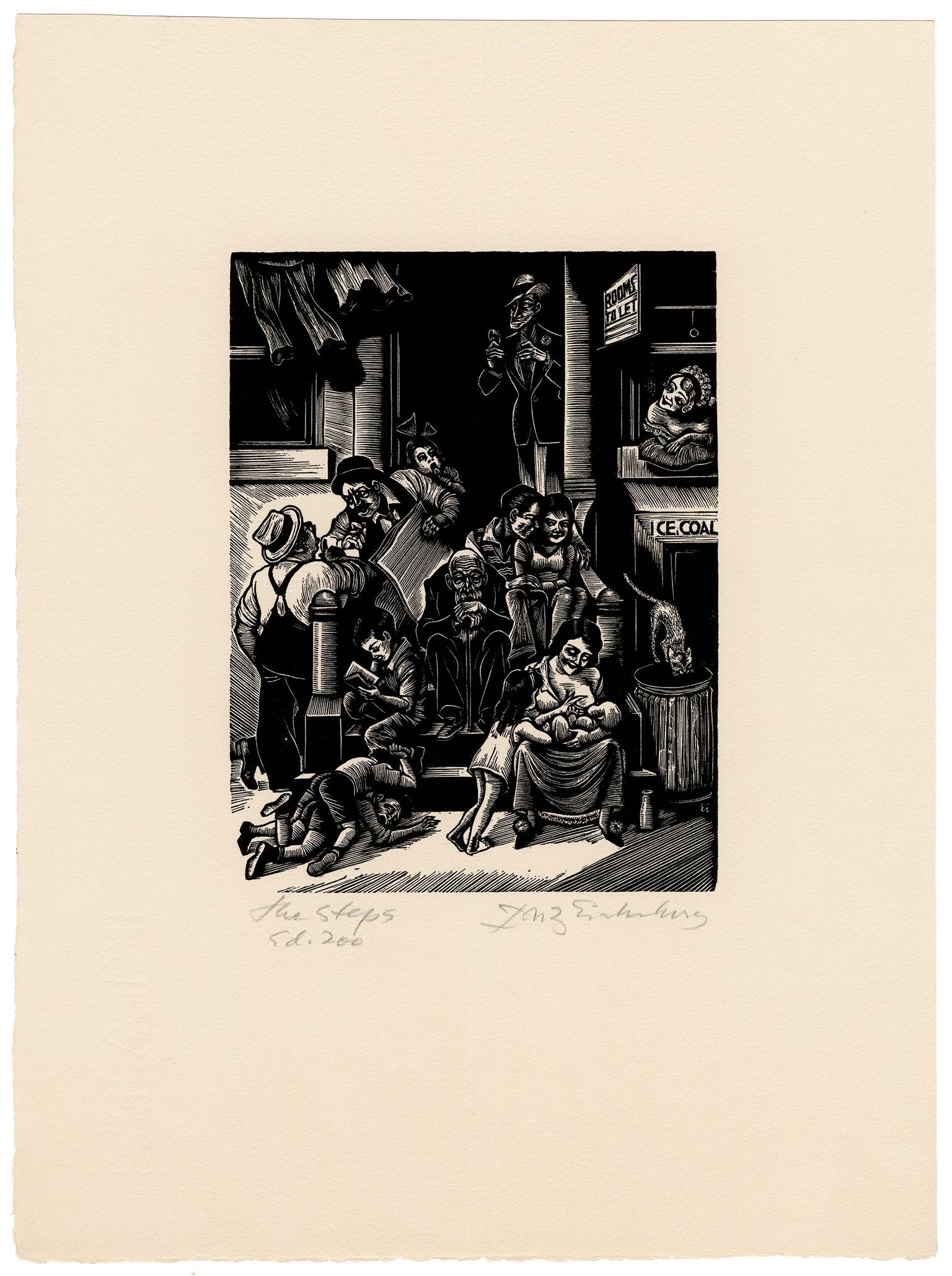 'The Steps' — WPA Era Graphic Modernism - Print by Fritz Eichenberg.