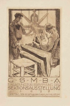 Invitation GSMBA 1923 - Etching by Fritz Gilsi - 1923