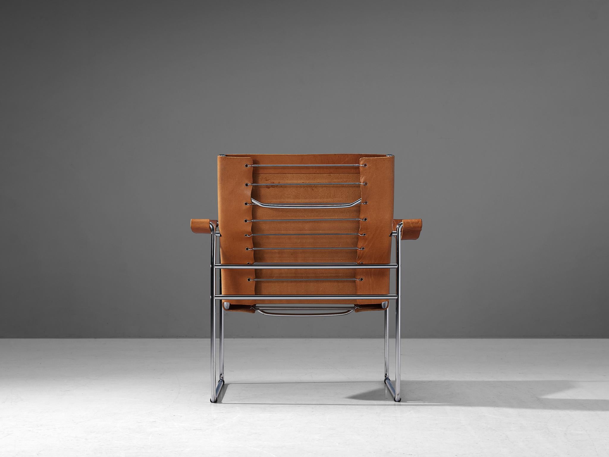 Mid-20th Century Fritz Haller for Heinrich Pfalzberger Pair of Armchairs in Cognac Leather