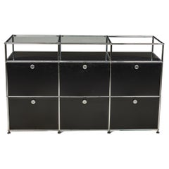 Used Fritz Haller for USM Swiss Mid-Century Glass and Steel Display / Storage Cabinet