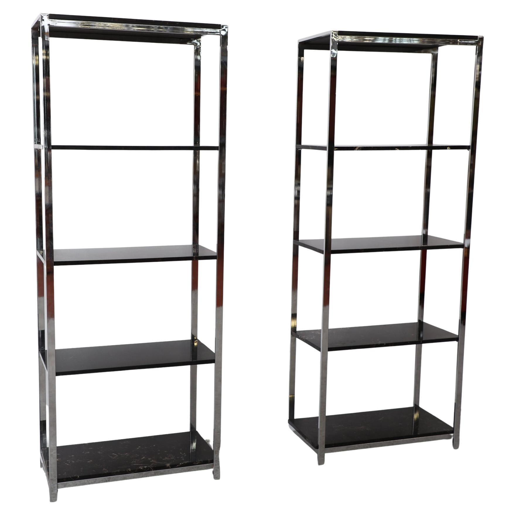 Fritz Haller & Paul Schärer Style Etageres with Faux Marble Shelves