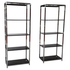 Fritz Haller & Paul Schärer Style Etageres with Faux Marble Shelves