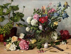 'Arranging a Bouquet' dated 1886 by Fritz Hanno (1861 – 1921)