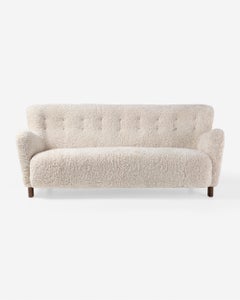 Divano in pelle di pecora Fritz Hansen 1669 anni '40 circa