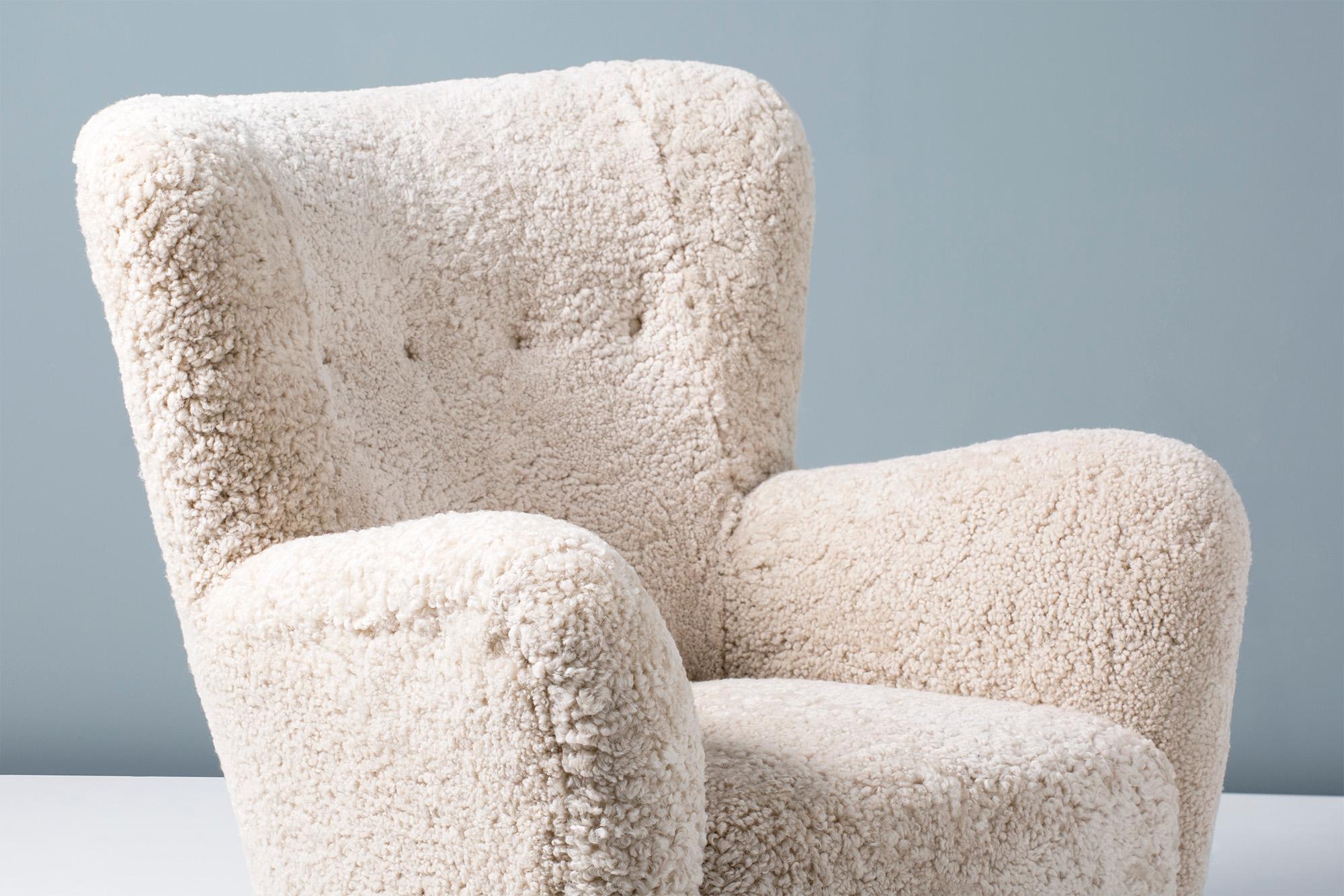 Fritz Hansen 1940s Sheepskin Armchair 5