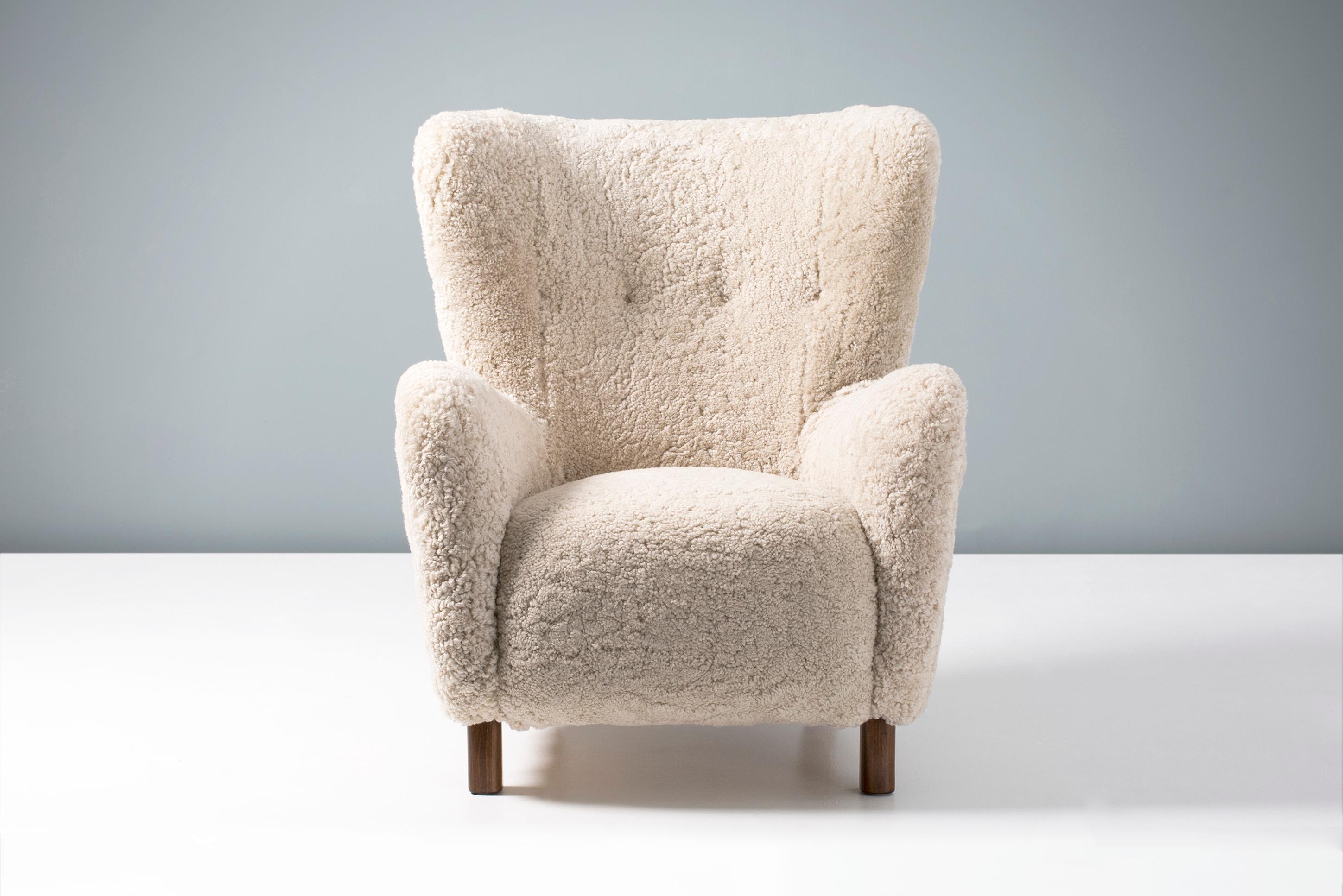 Danish Fritz Hansen 1940s Sheepskin Armchair