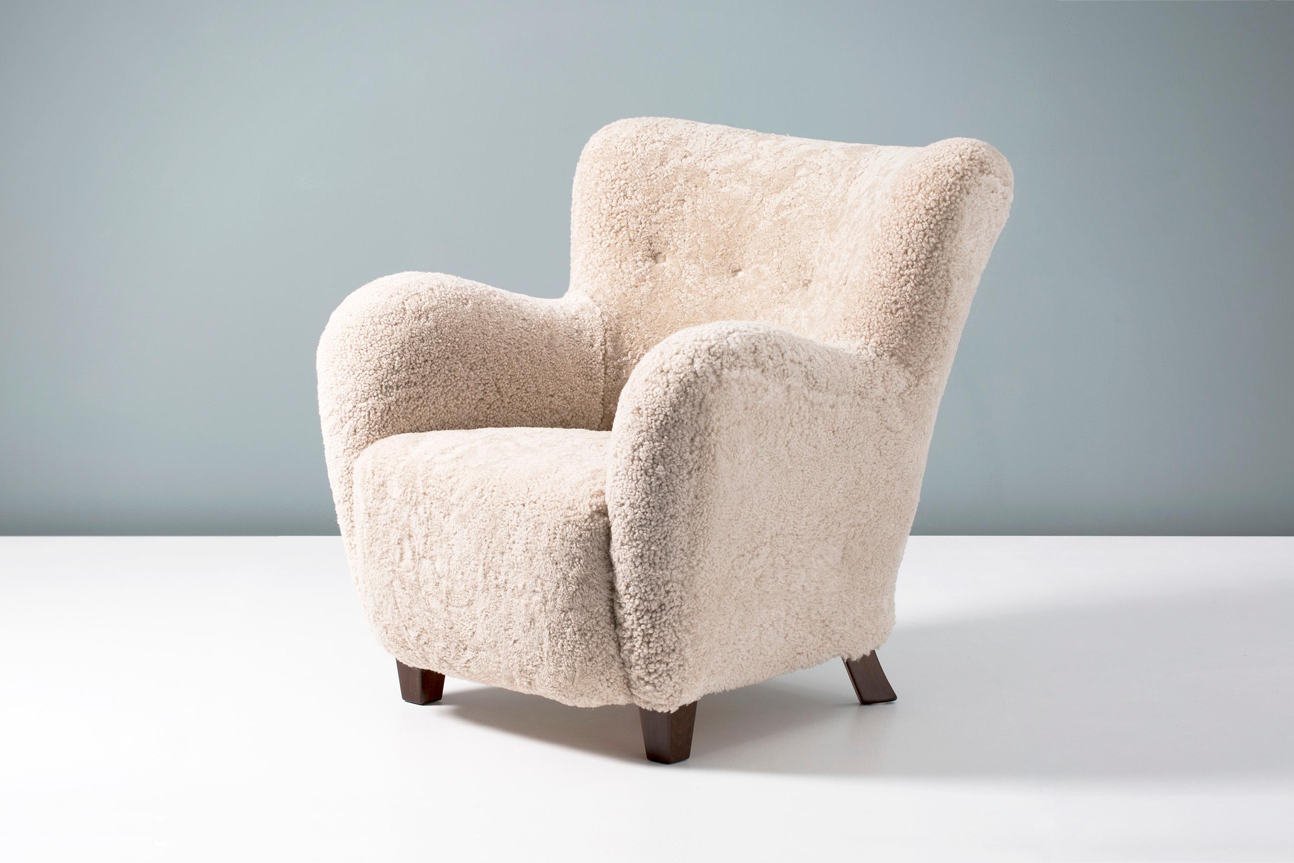 Mid-20th Century Fritz Hansen 1940s Sheepskin Armchair