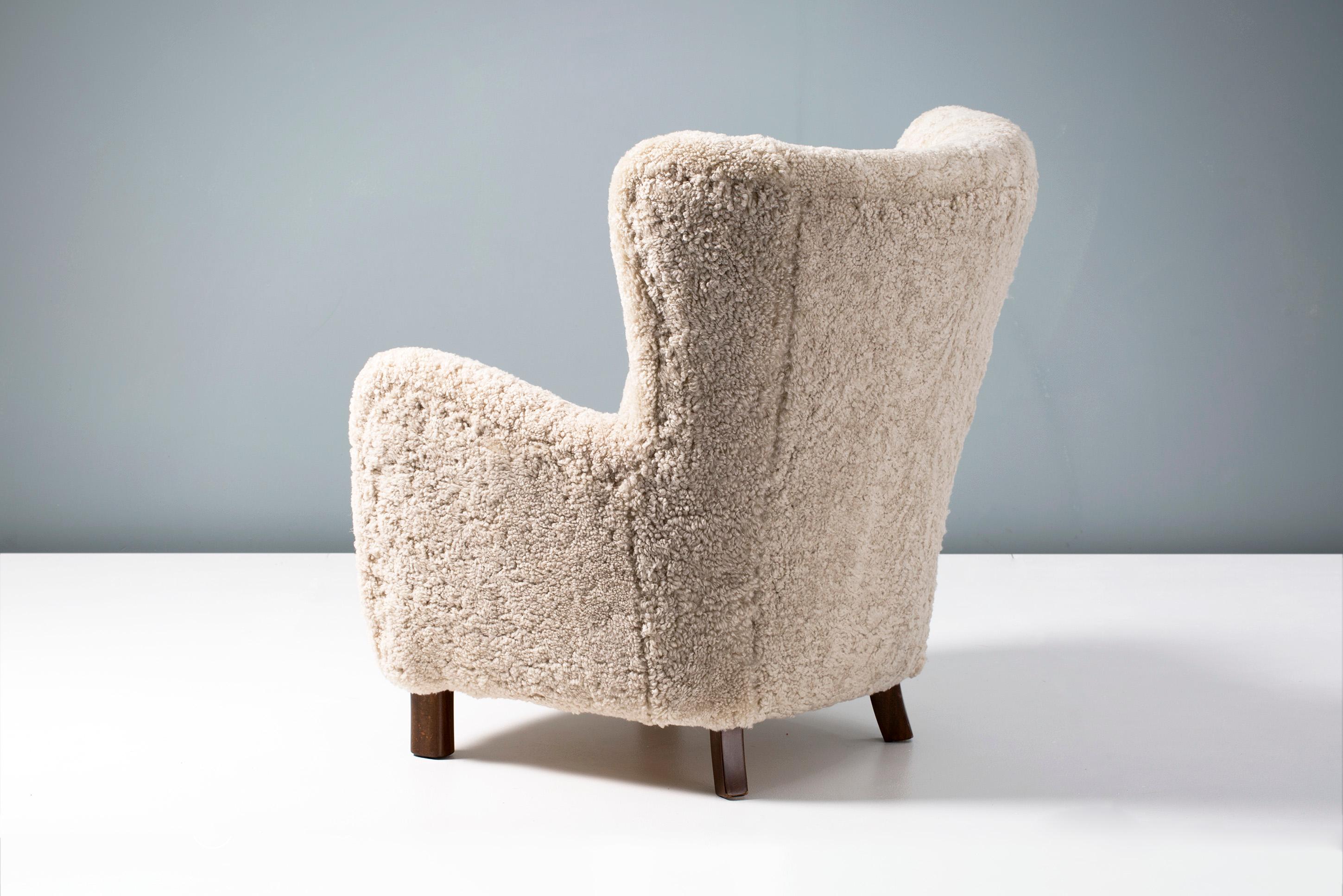 Fritz Hansen 1940s Sheepskin Armchair 1