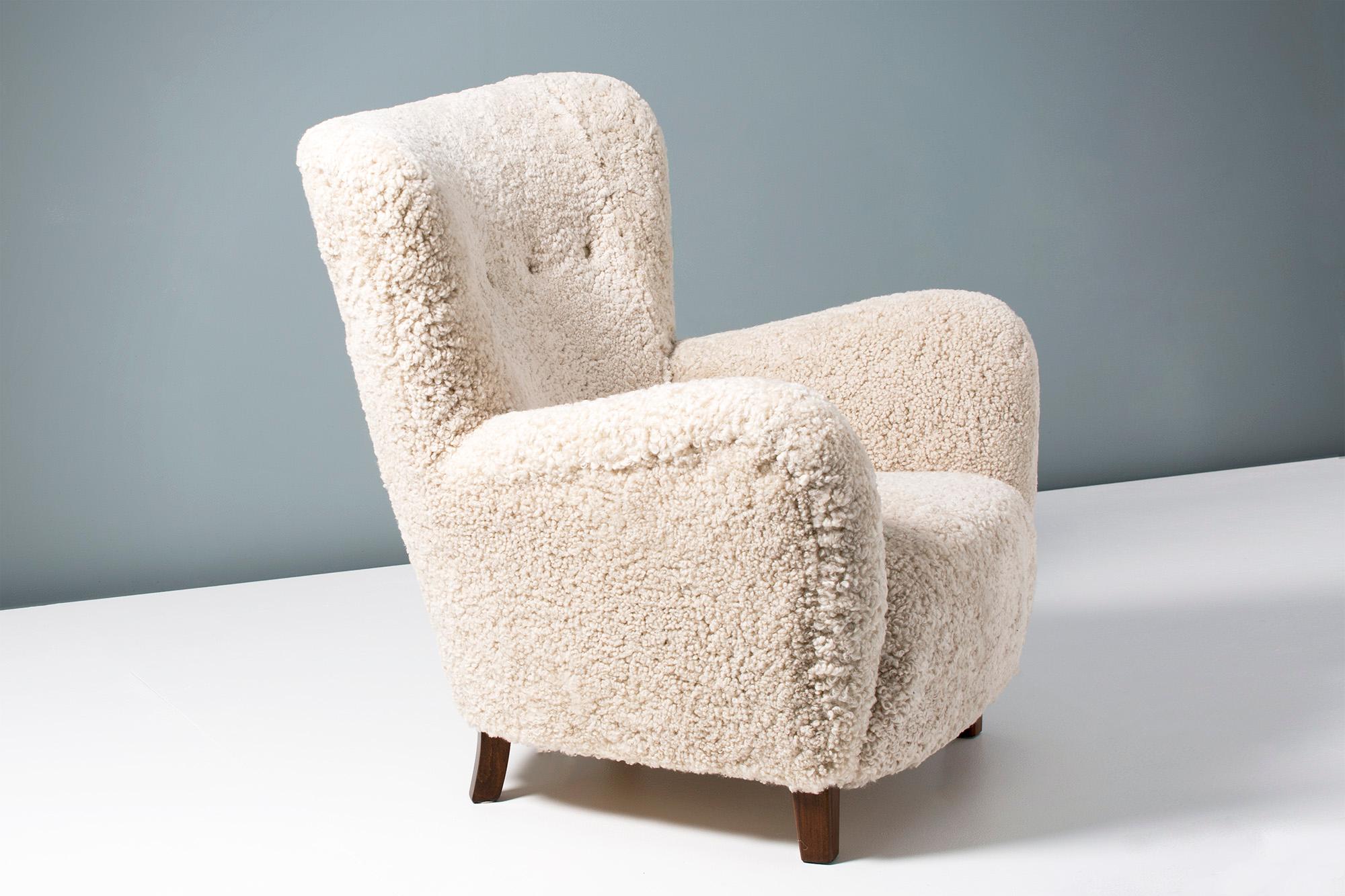 Fritz Hansen 1940s Sheepskin Armchair 2