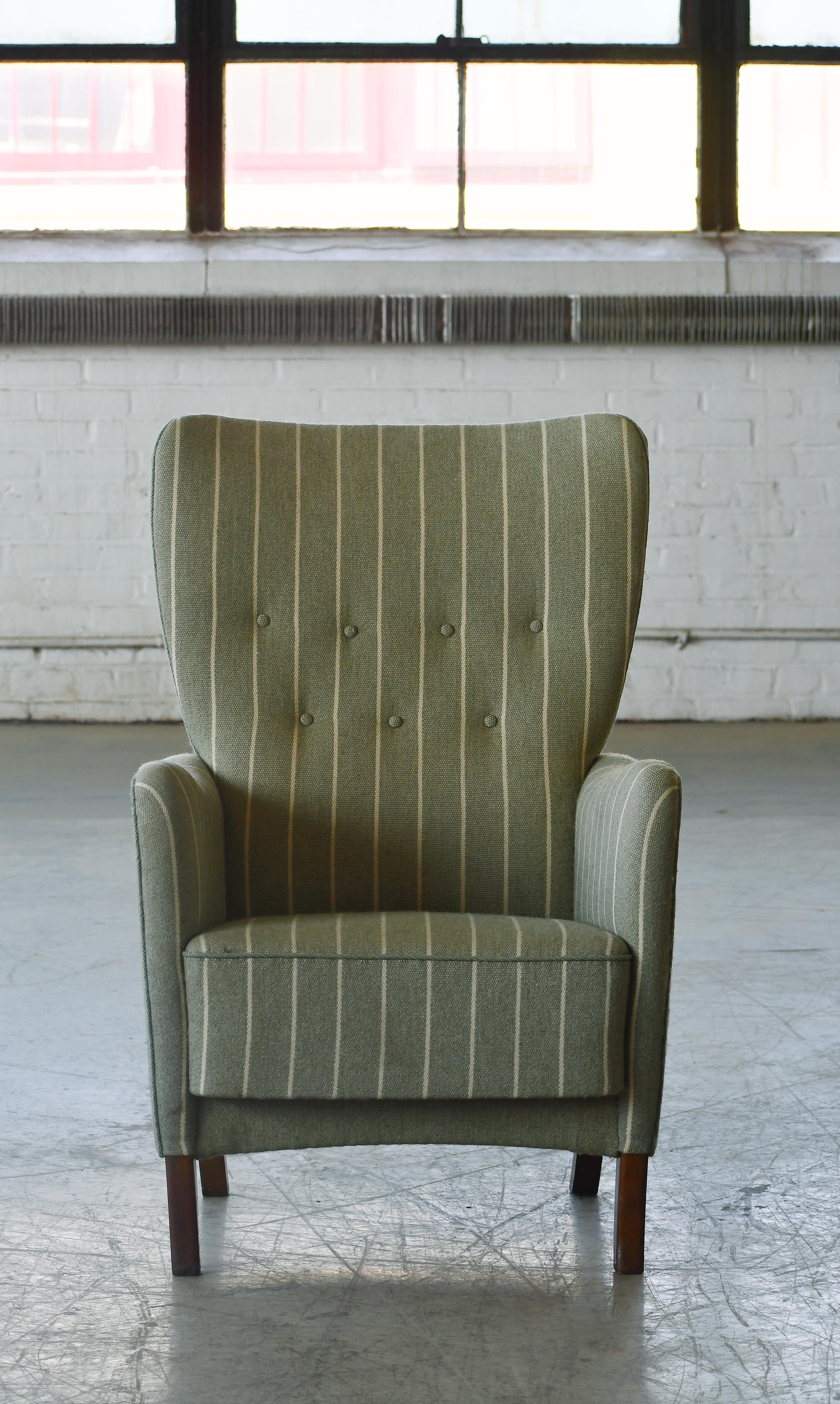 Scandinavian Modern Fritz Hansen 1950s Highback Lounge Chair Model 8023 Variant Danish Midcentury