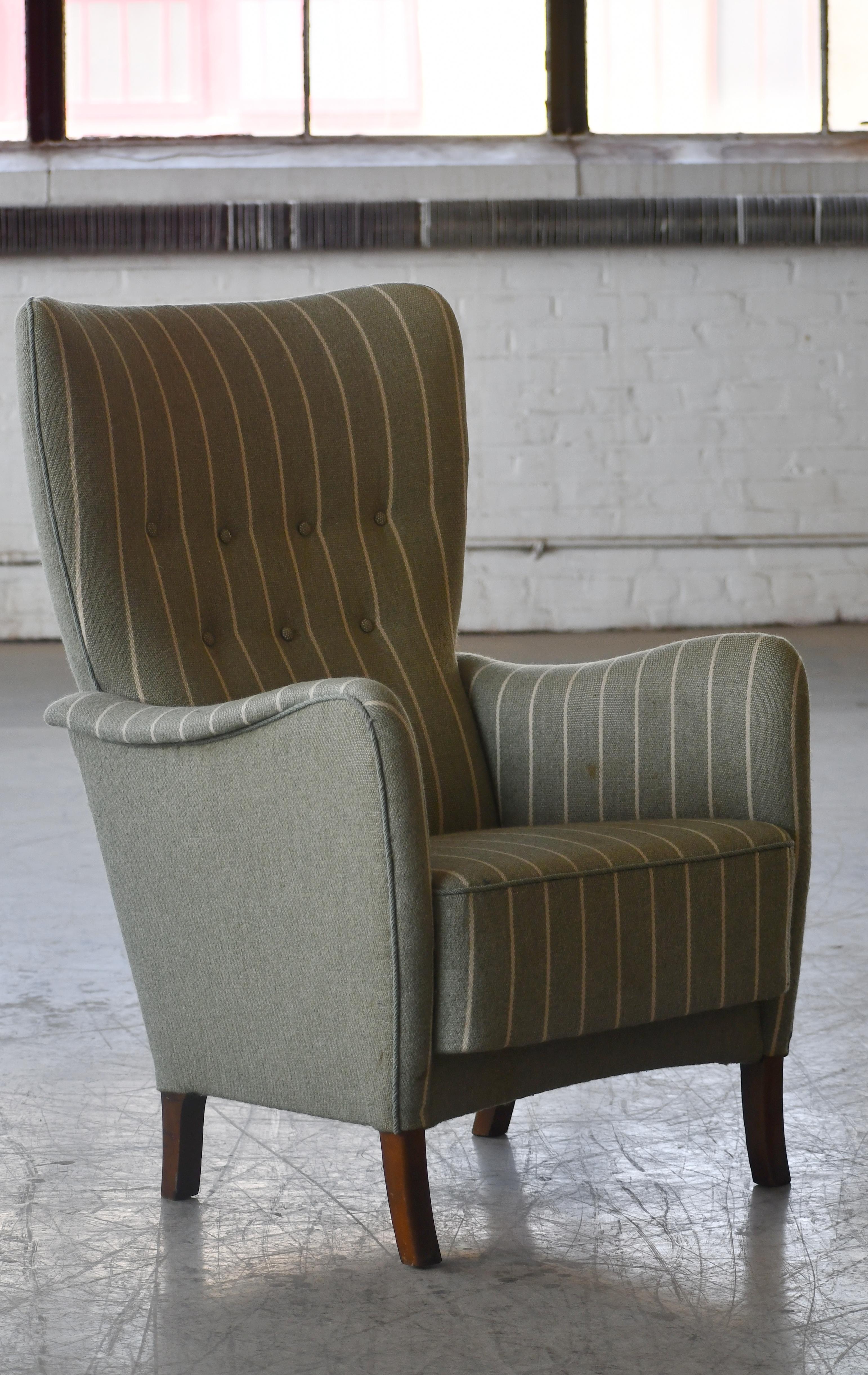 Fritz Hansen 1950s Highback Lounge Chair Model 8023 Variant Danish Midcentury 1
