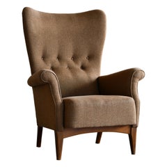 Fritz Hansen 1950s Highback Lounge Chair Model 8023 Variant Danish Midcentury