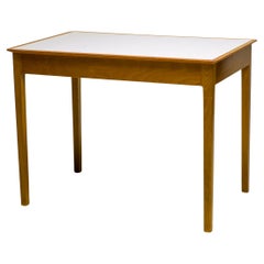 Fritz Hansen 1950s Small Maple Desk with Laminate Top and Two Drawers